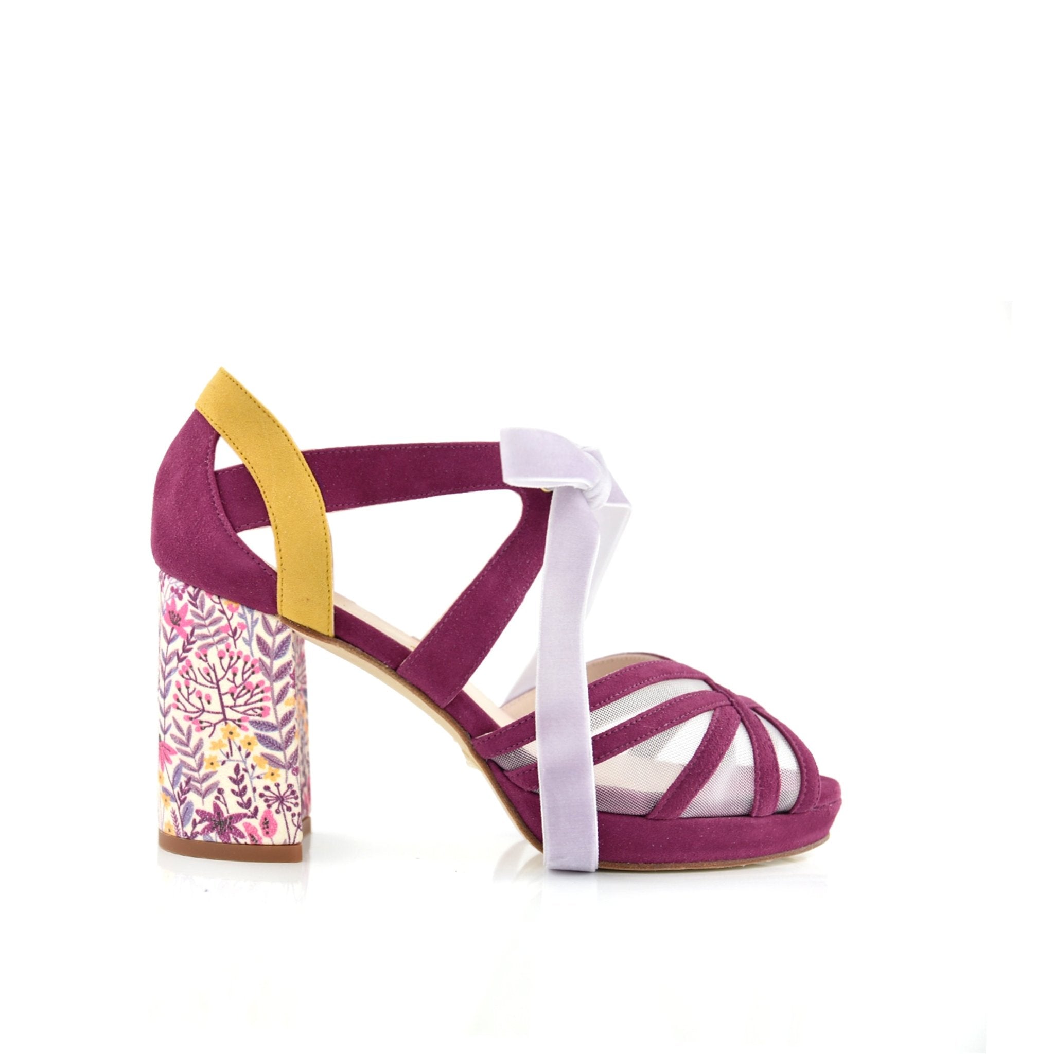 Ciara Burdeos Y Mostaza May Midi — Zapatos de novia Lomas Shoes
