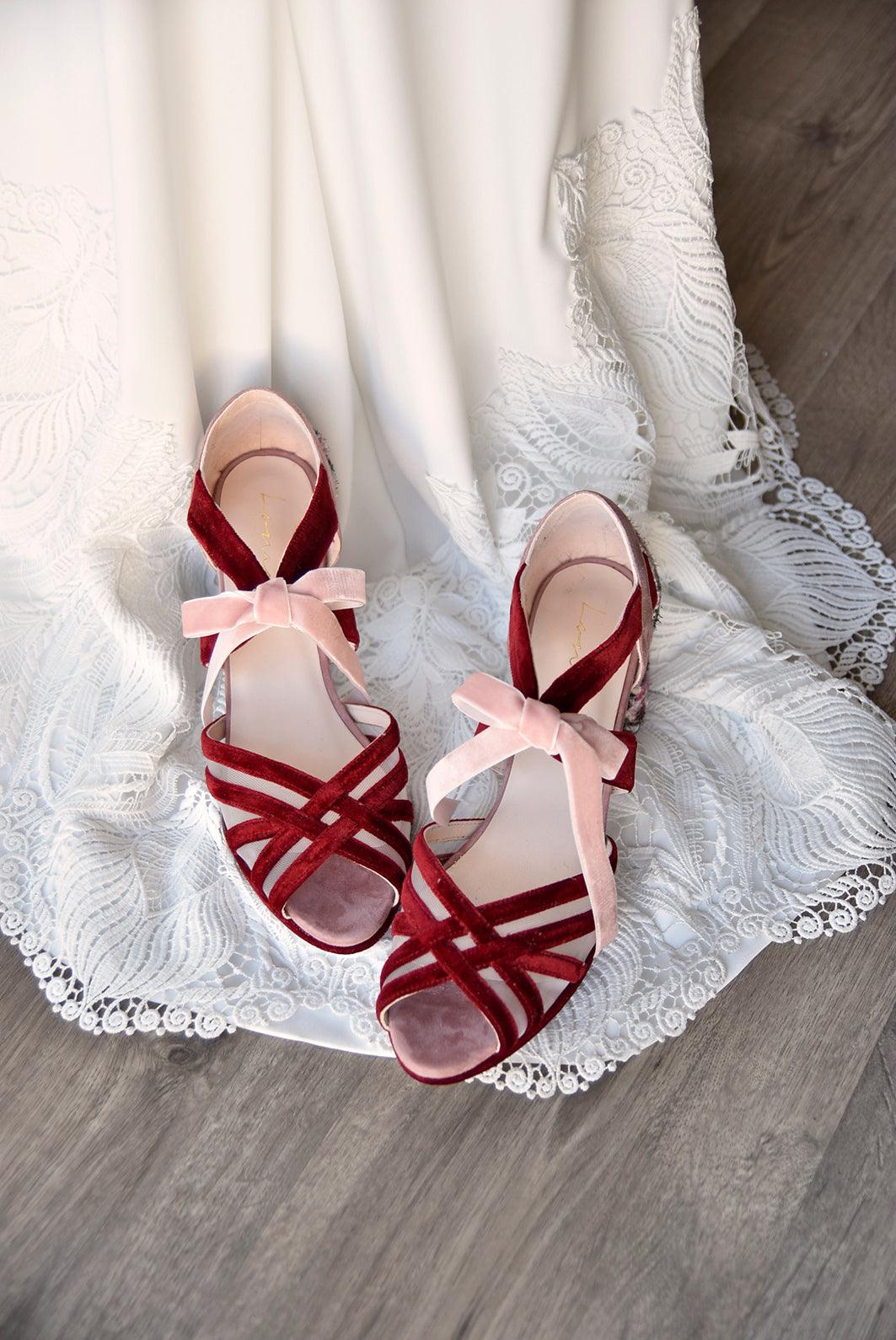 CIARA cherry velvet Tweed petit - zapatos_novia