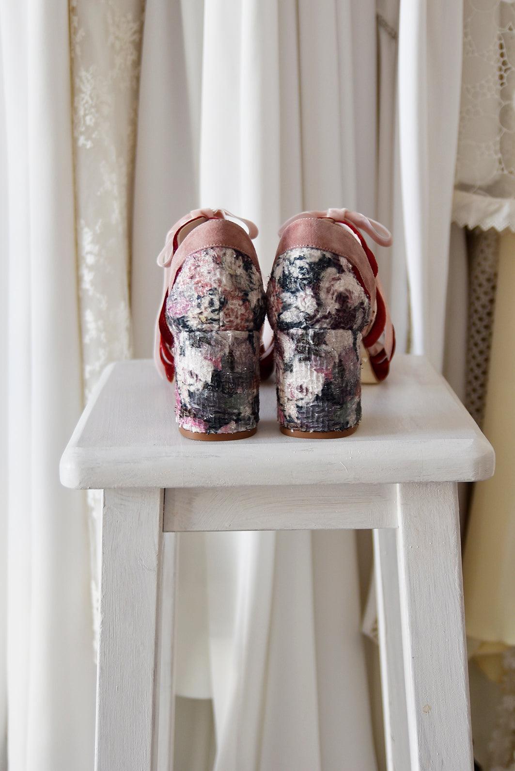 CIARA cherry velvet Tweed petit - zapatos_novia