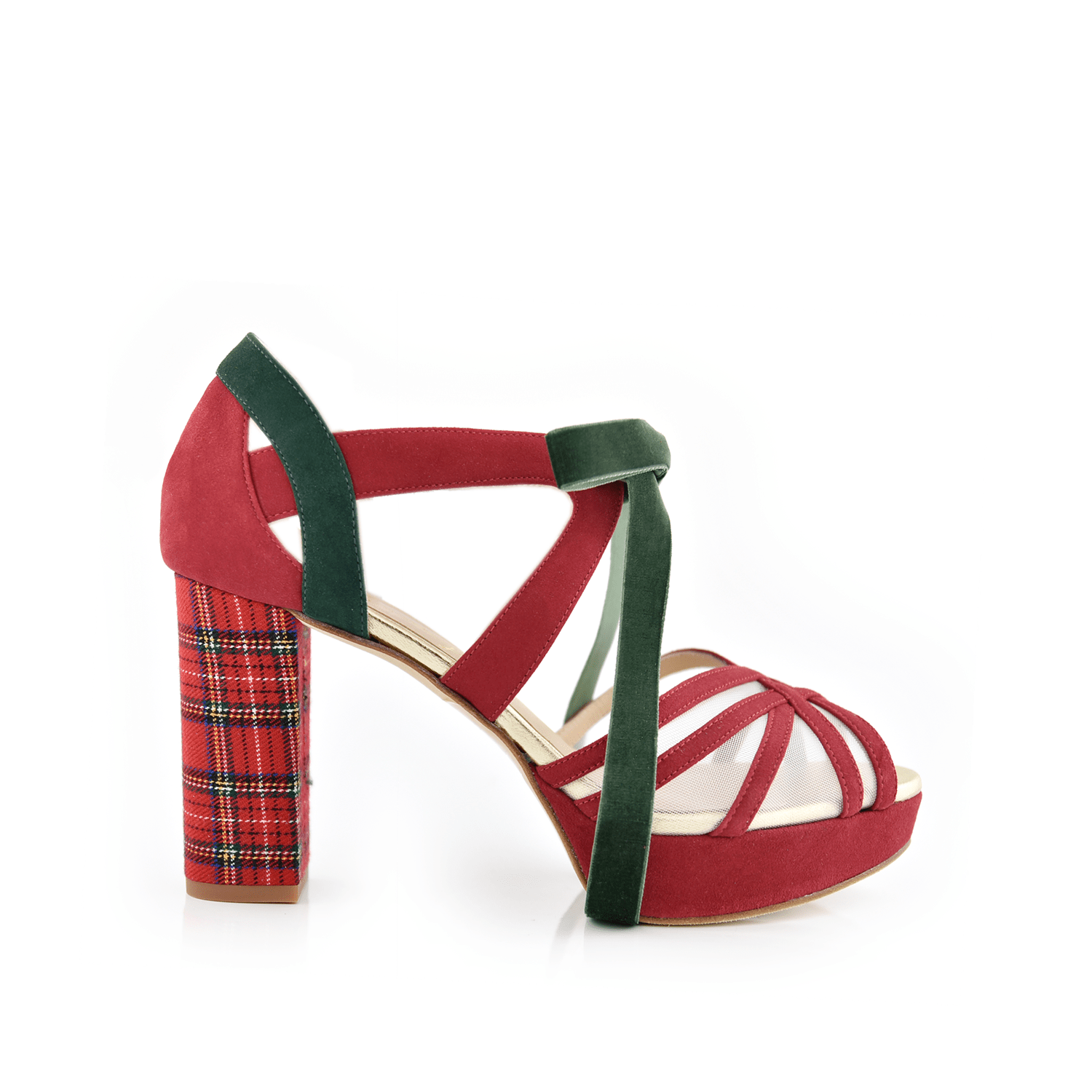 Ciara Rojo Red Tartan Alto — Zapatos de novia Lomas Shoes