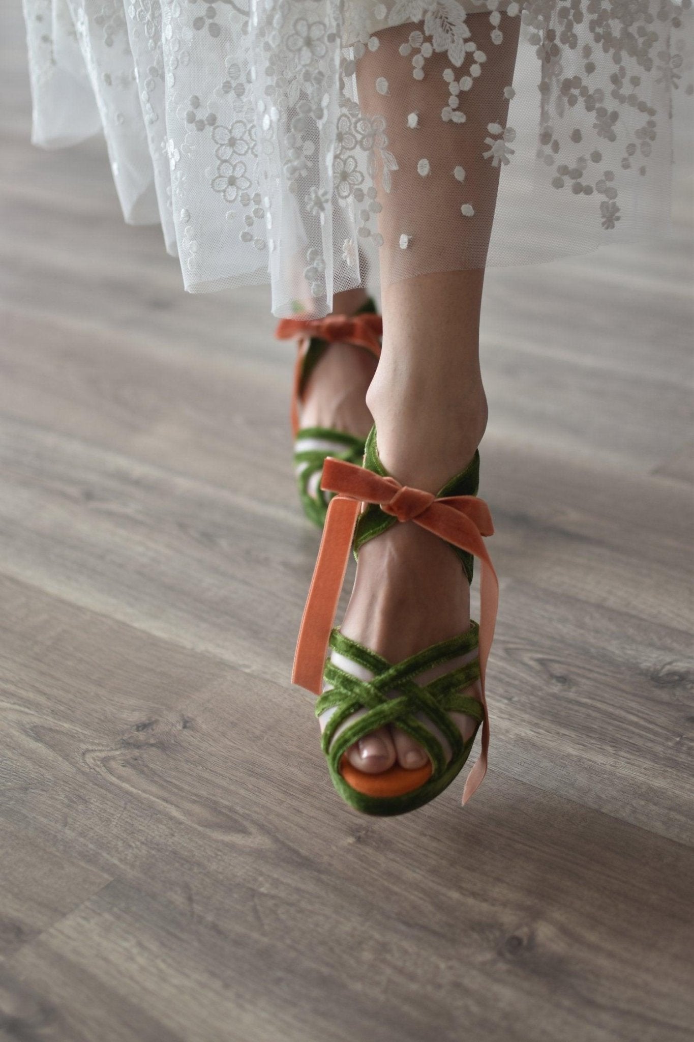 CIARA verde Amazonas velvet Mandarín 95 - zapatos_novia