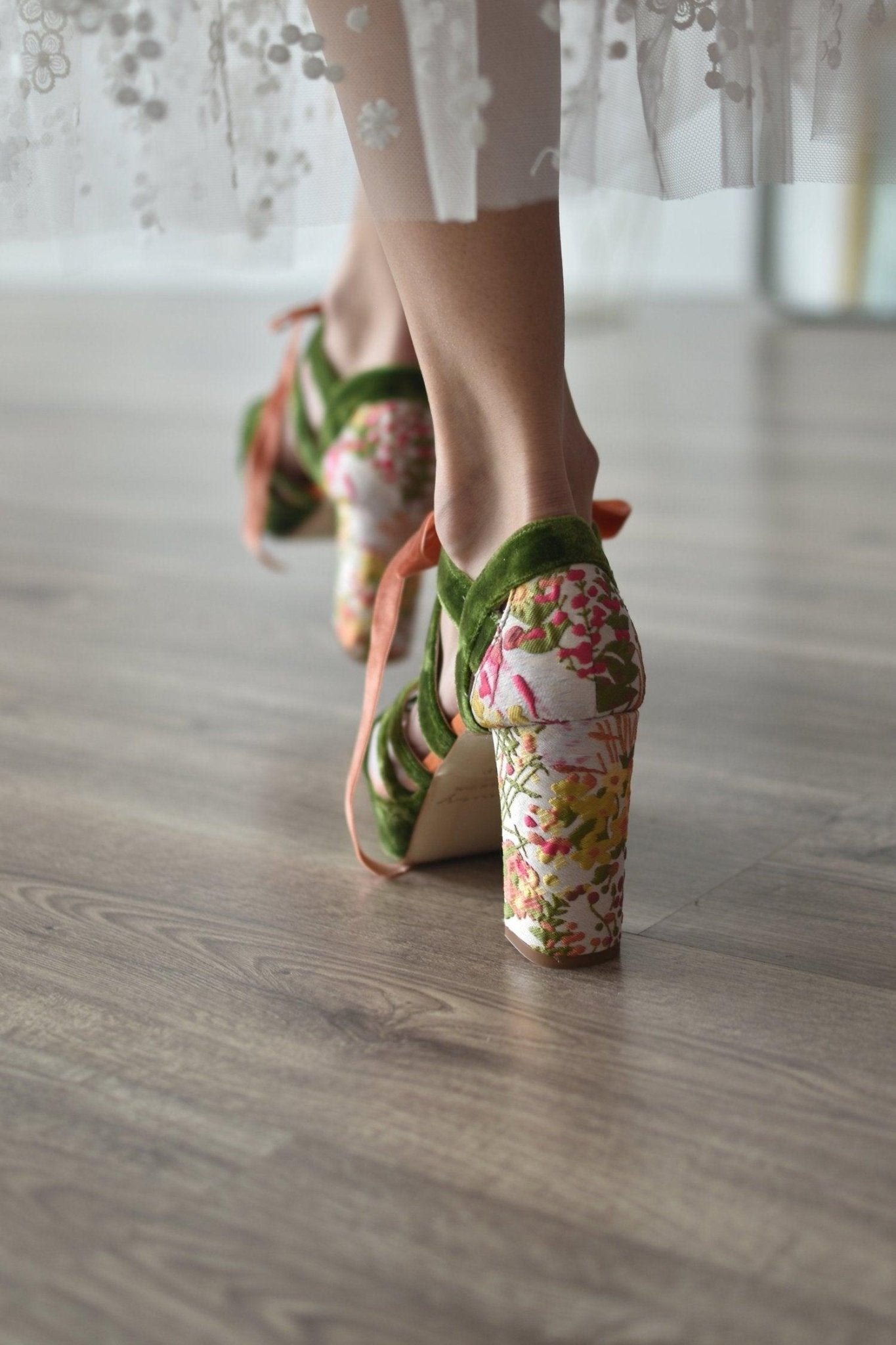 CIARA verde Amazonas velvet Mandarín 95 - zapatos_novia