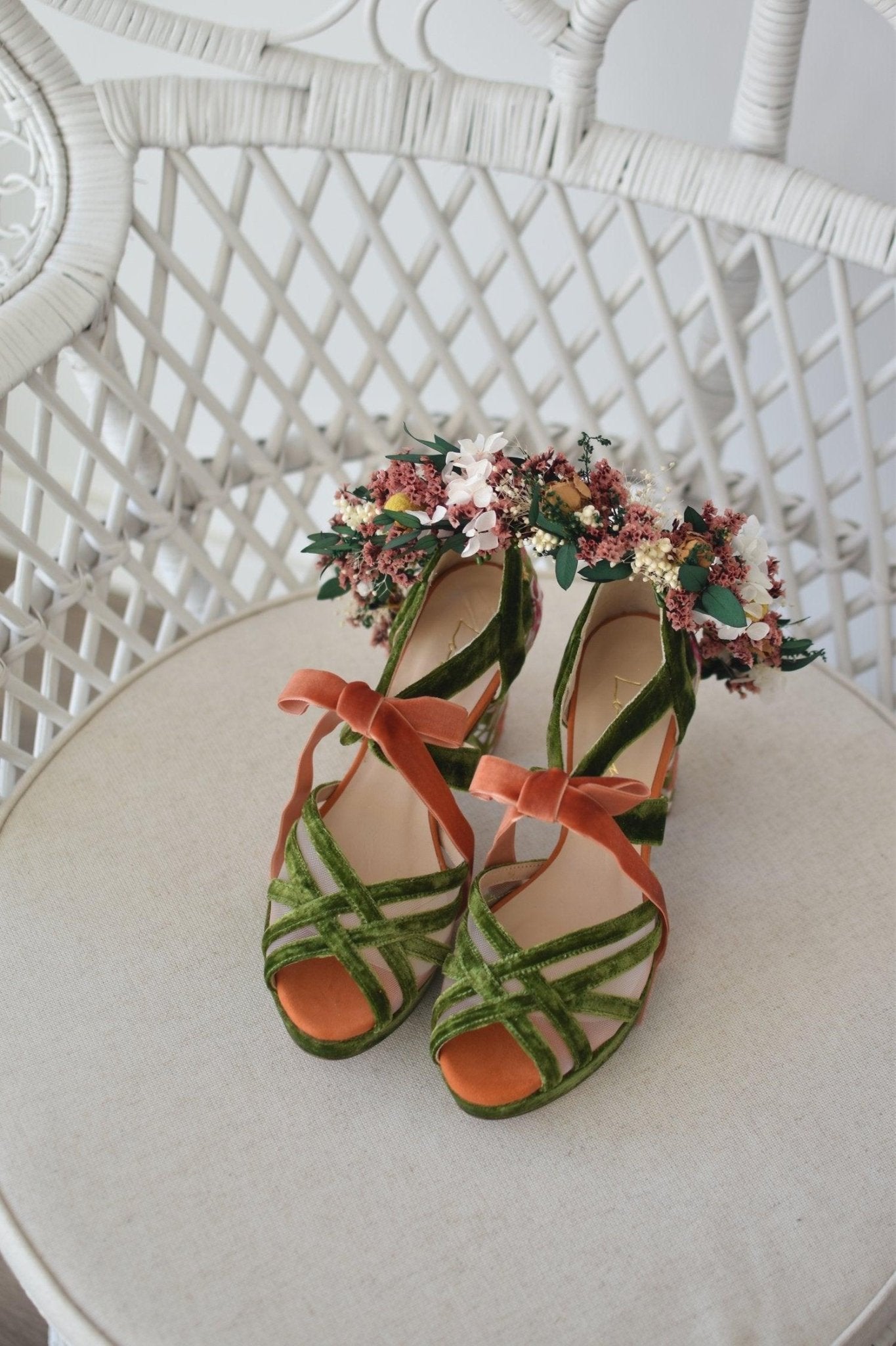 CIARA verde Amazonas velvet Mandarín 95 - zapatos_novia