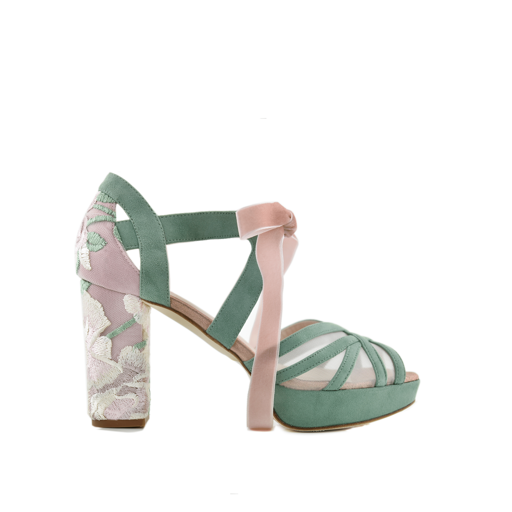 Ciara Eucalipto Verde Atenas Alto — Zapatos de novia Lomas Shoes
