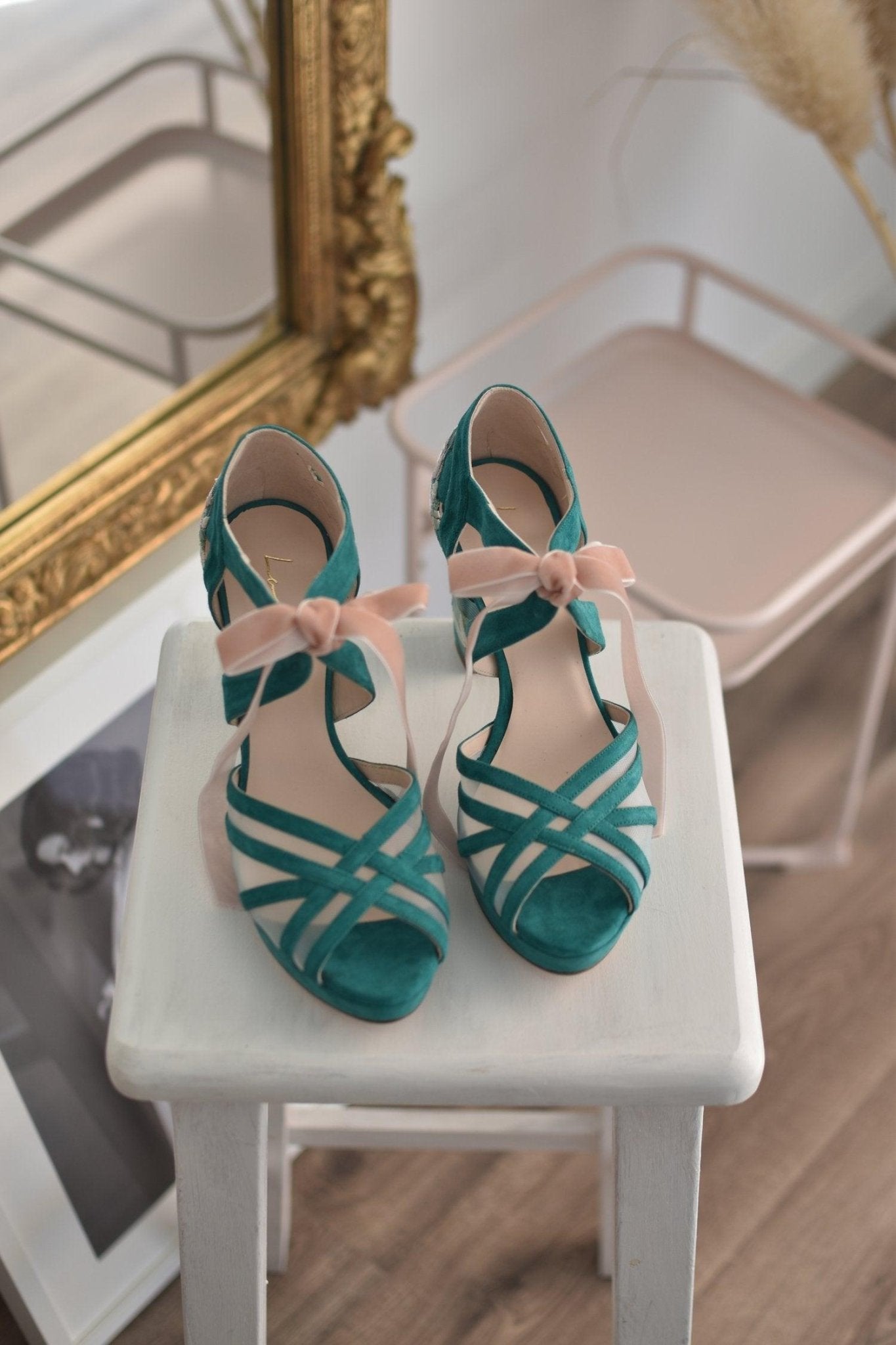 CIARA verde Nora bordado Atenas 95 - zapatos_novia