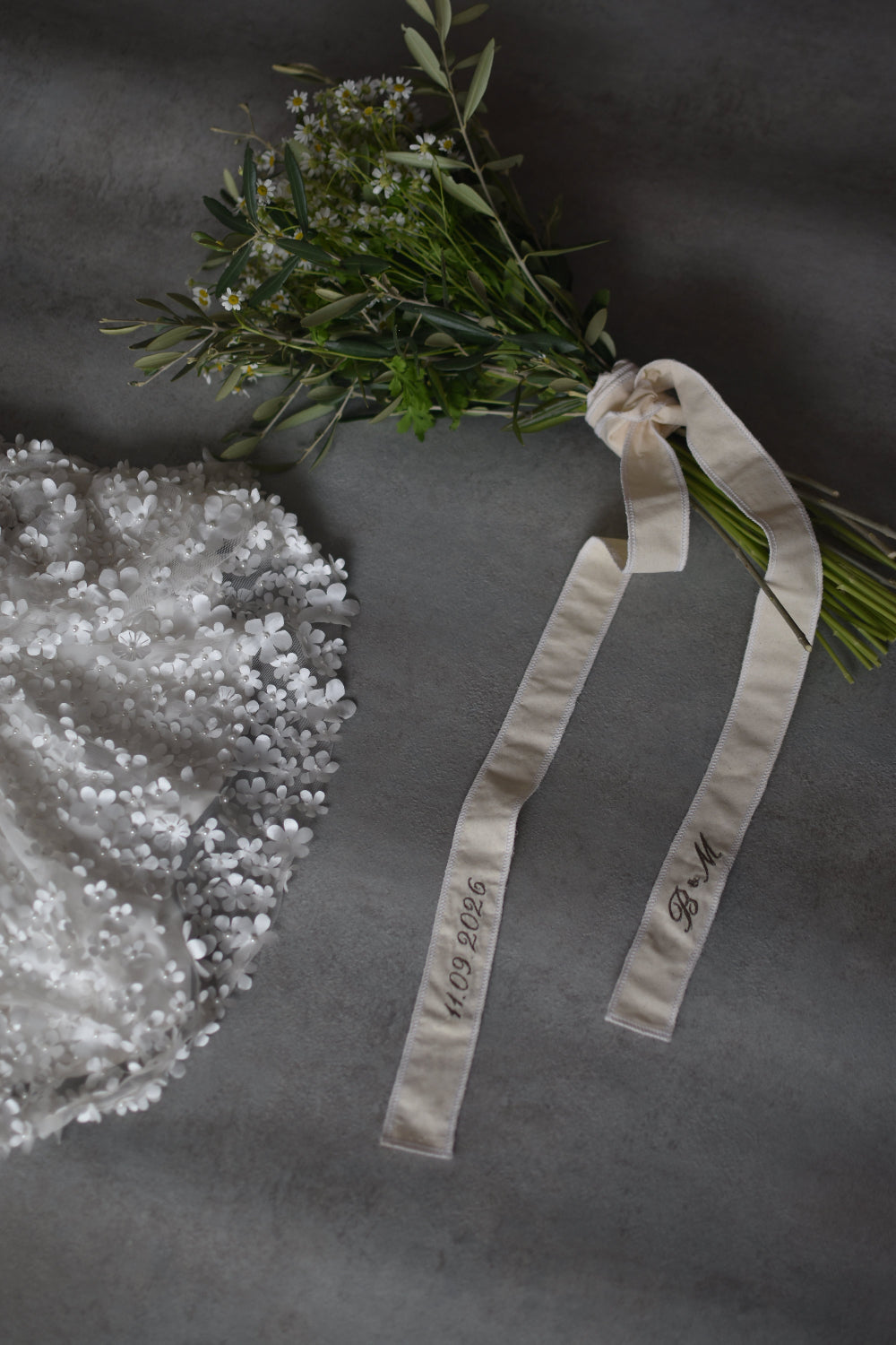 Cinta de ramo novia bordado RÚSTICA
