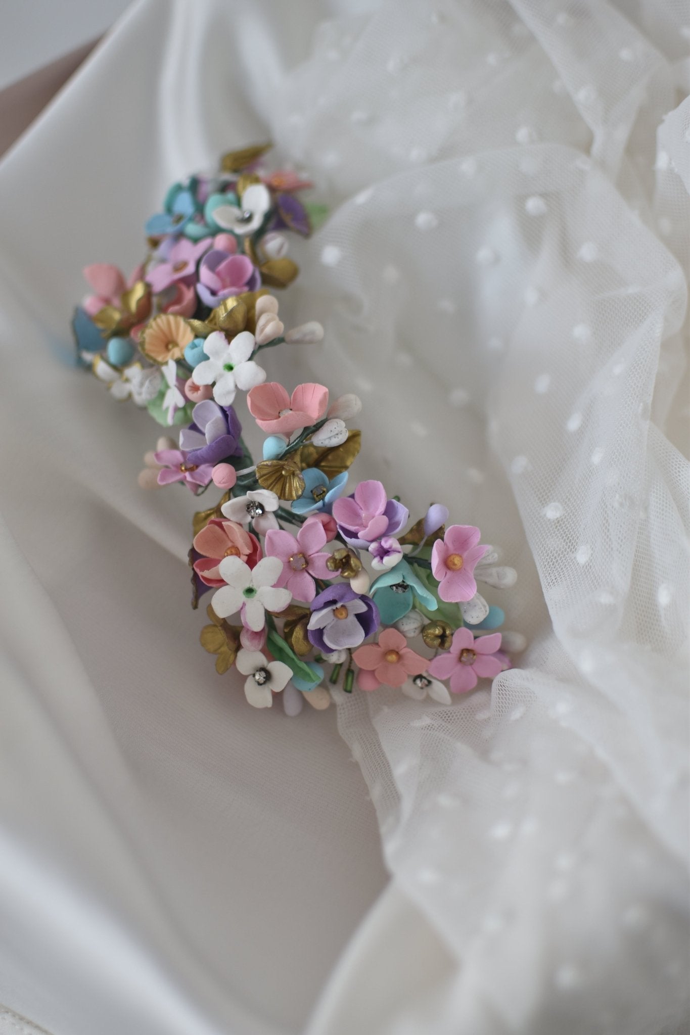 EN STOCK Tocado porcelana novia colores - zapatos_novia
