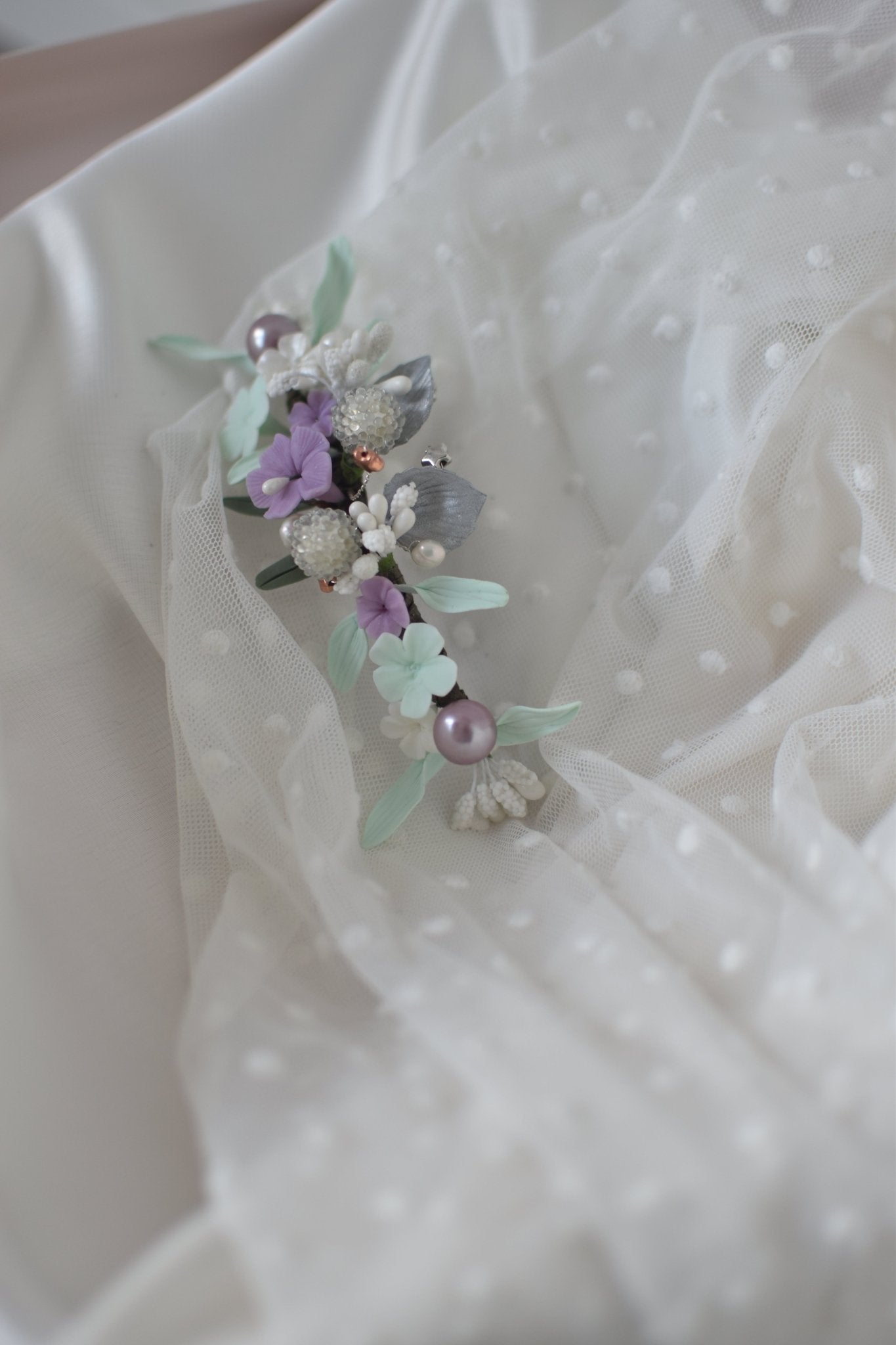 EN STOCK Tocado porcelana novia lavanda - zapatos_novia