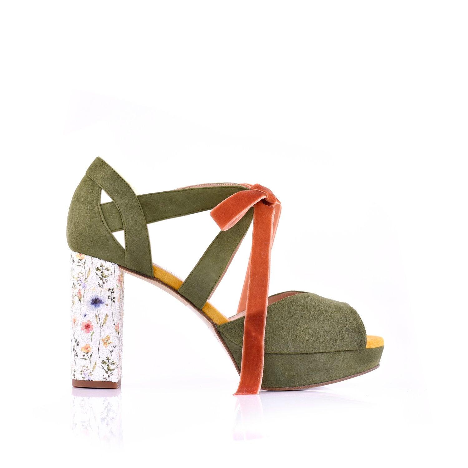 Hera Verde Glitter Alto — Zapatos de novia Lomas Shoes