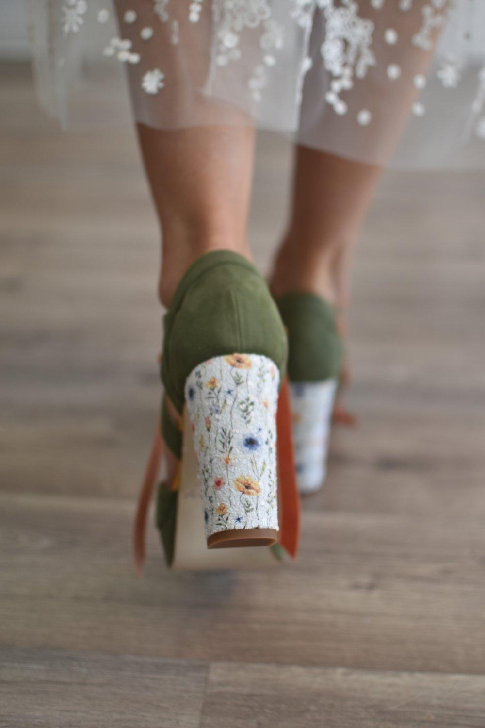 HERA abierto Amazonas kaki & mango glitter Tivoli 95 - zapatos_novia