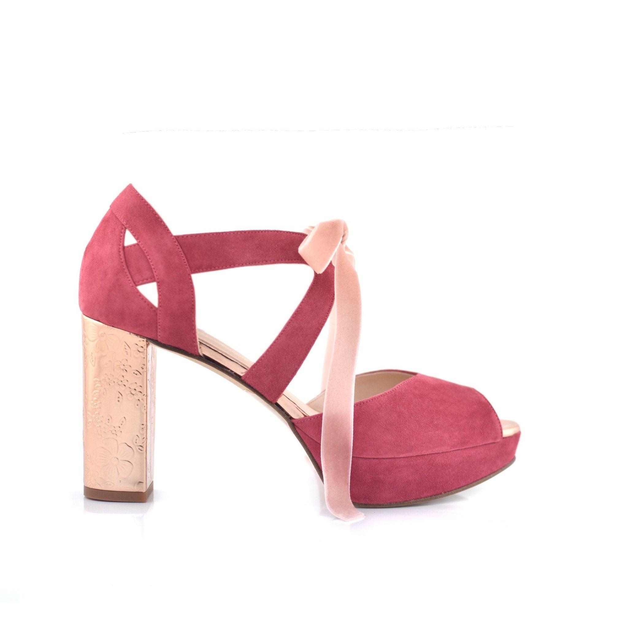 Hera Buganvilla Raspberry Specchio Rosa Alto — Zapatos de novia Lomas Shoes