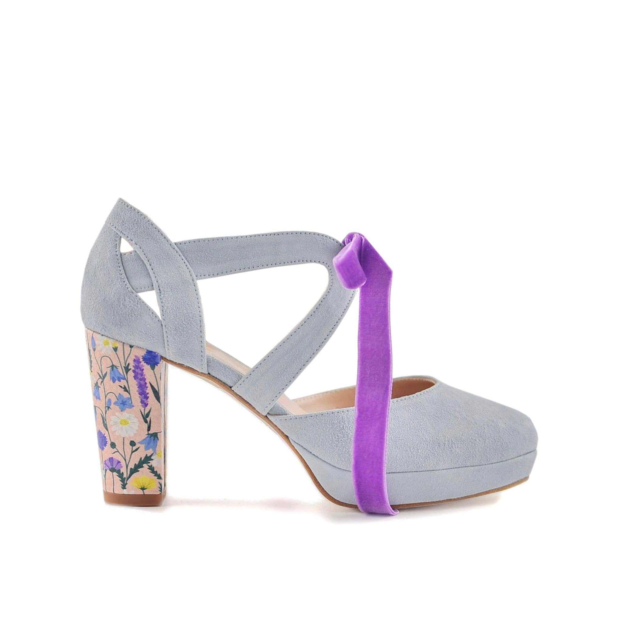Hera Celeste Verdoso Colección Provenza Alto — Zapatos de novia Lomas Shoes