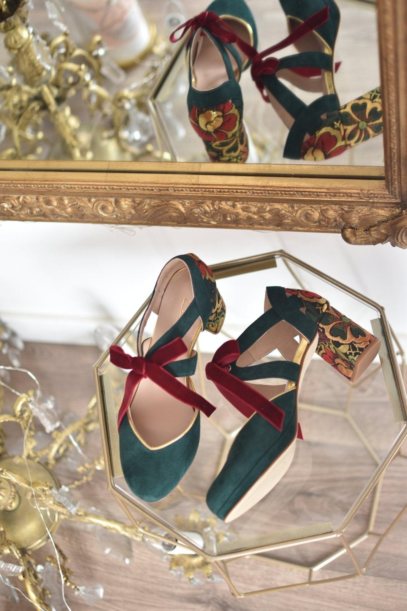 HERA cerrado verde brocado mini - zapatos_novia