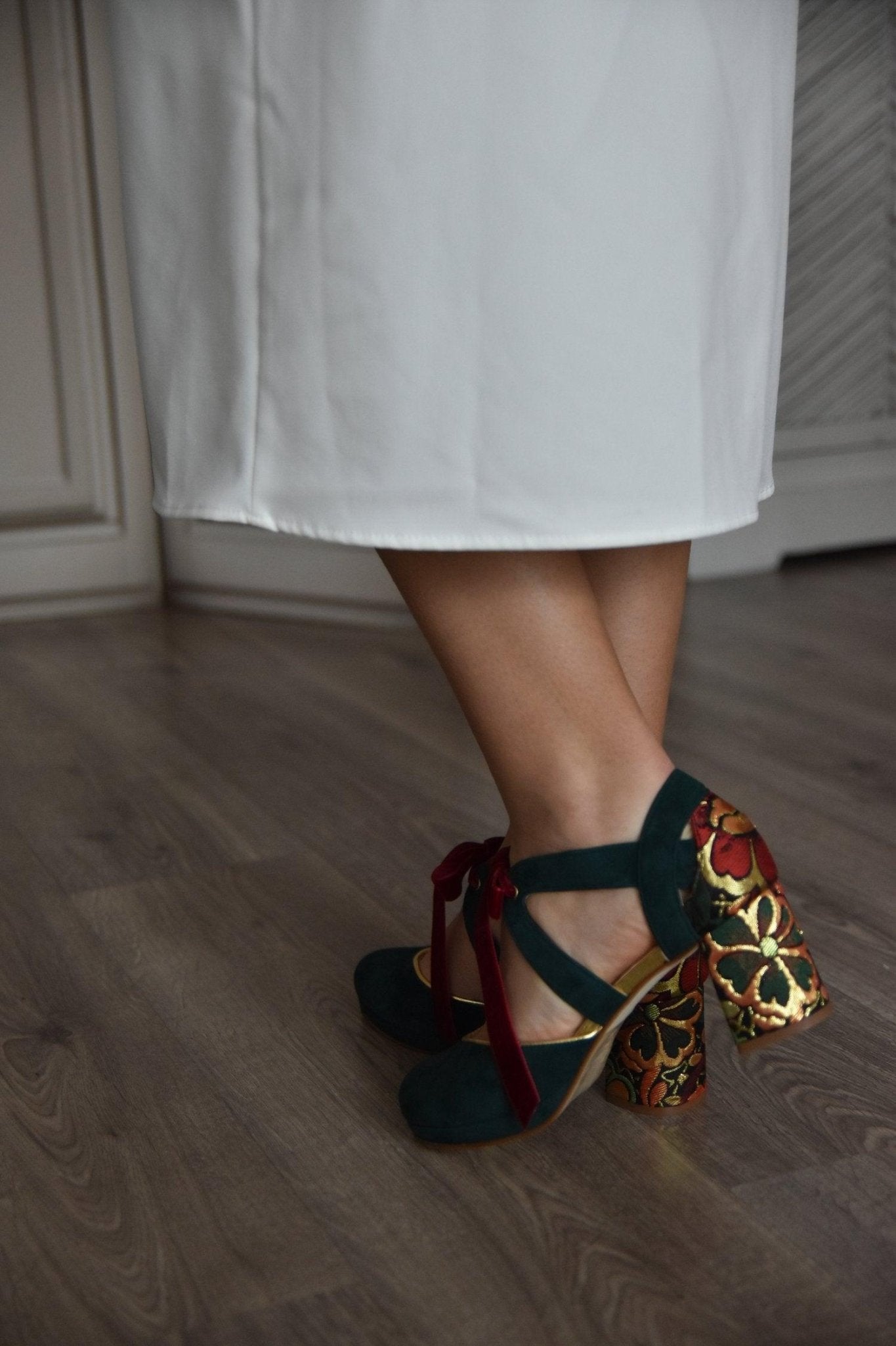 HERA cerrado verde brocado mini - zapatos_novia