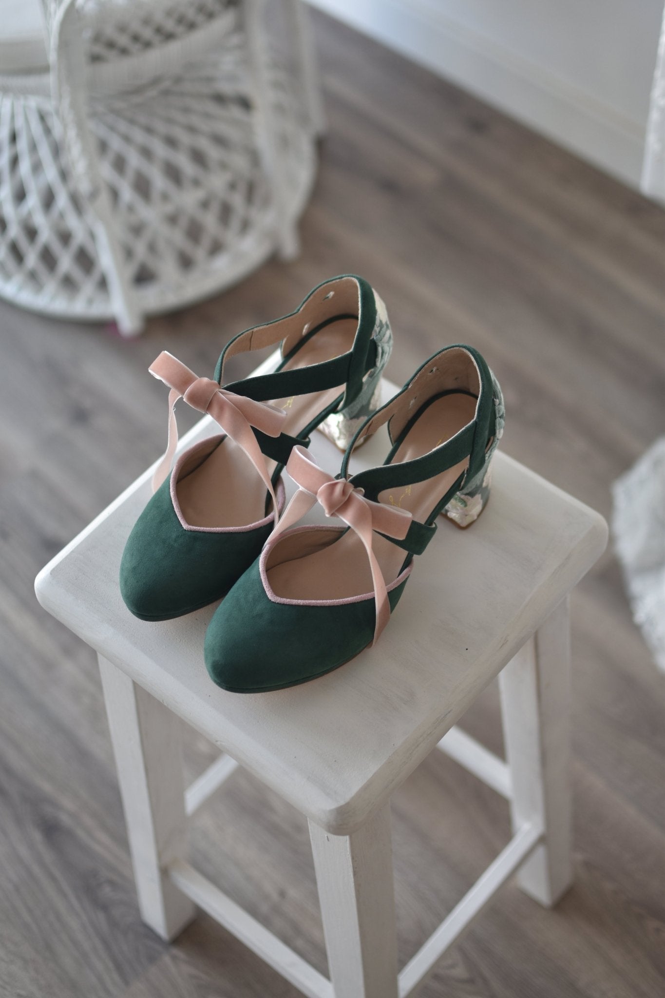 HERA cerrado verde olvido bordado Atenas mini - zapatos_novia