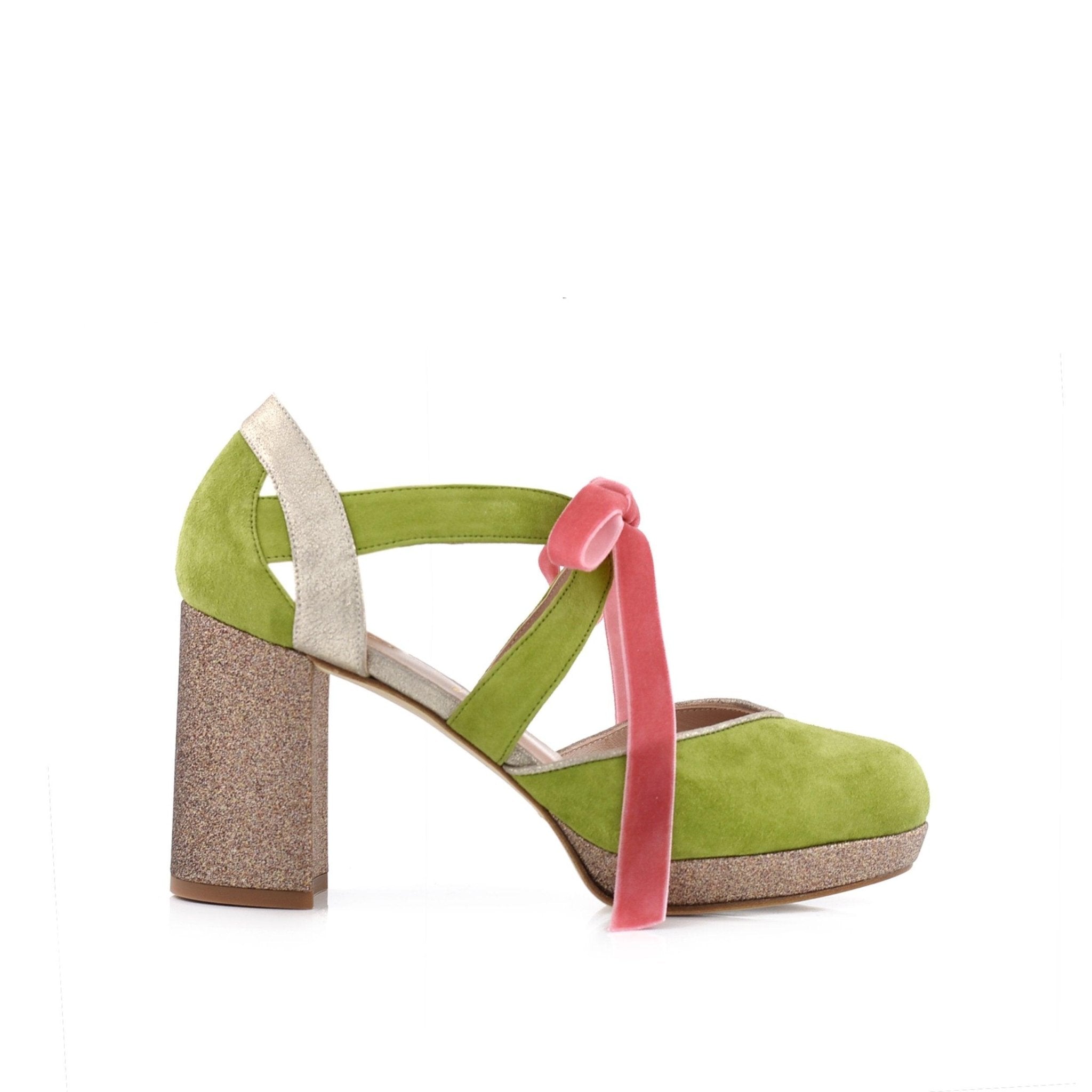 Hera Verde Glitter Midi — Zapatos de novia Lomas Shoes