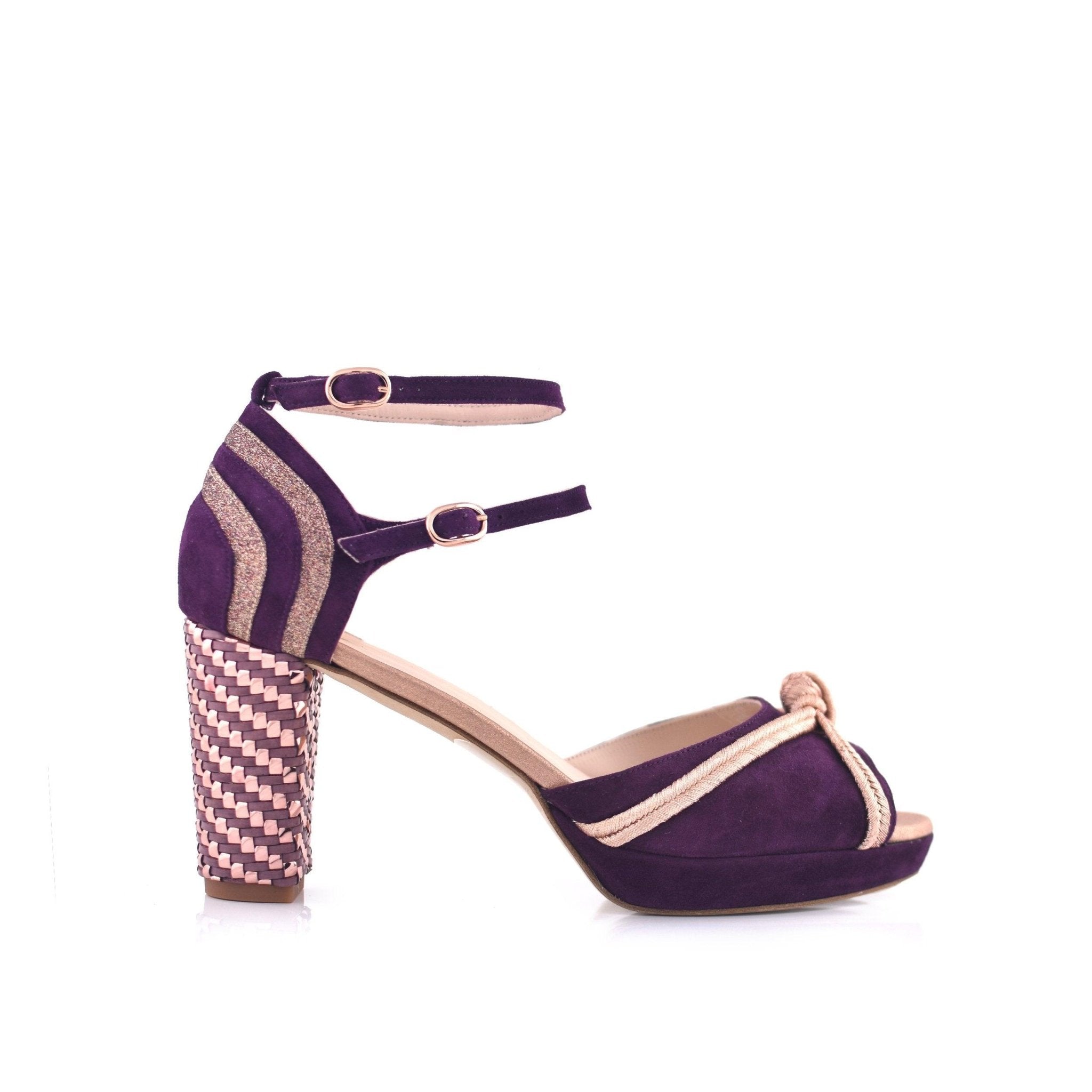 Hibisco Burdeos Forrado Midi — Zapatos de novia Lomas Shoes