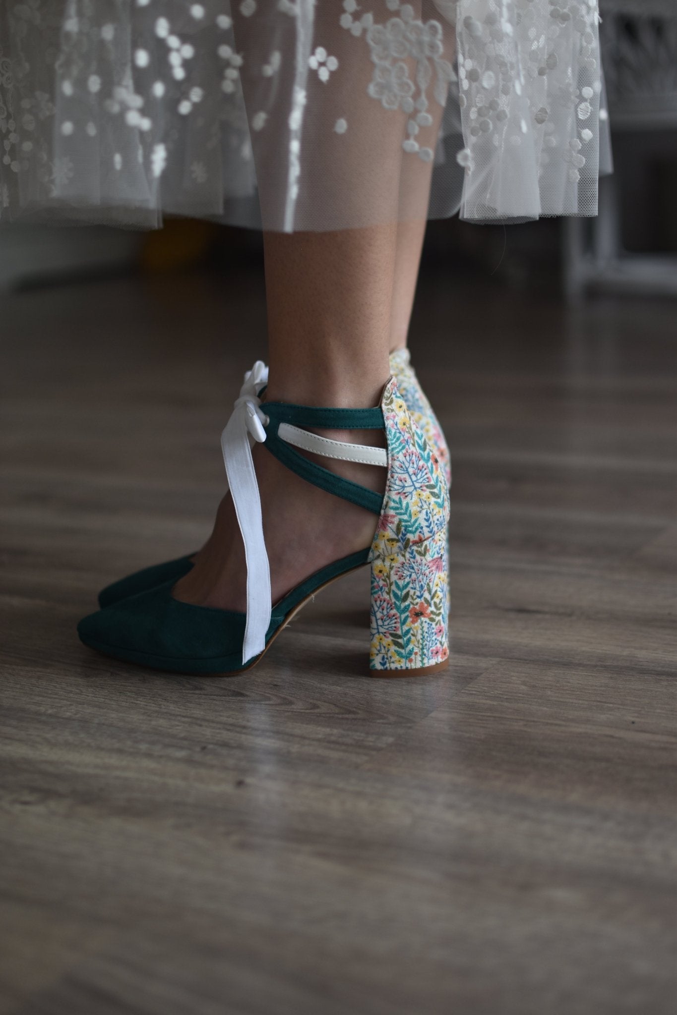 LOLA - AYLA verde botella Aquarelle 85 - zapatos_novia