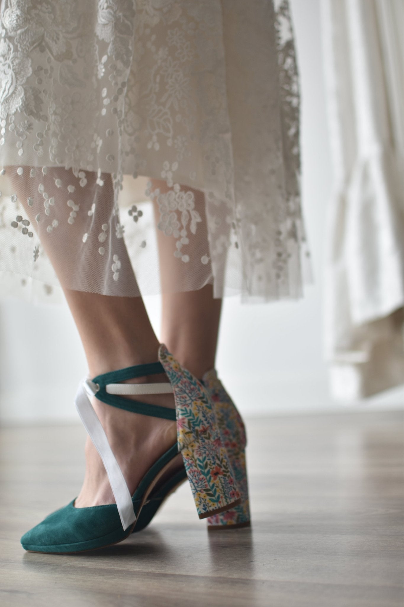 LOLA - AYLA verde botella Aquarelle 85 - zapatos_novia
