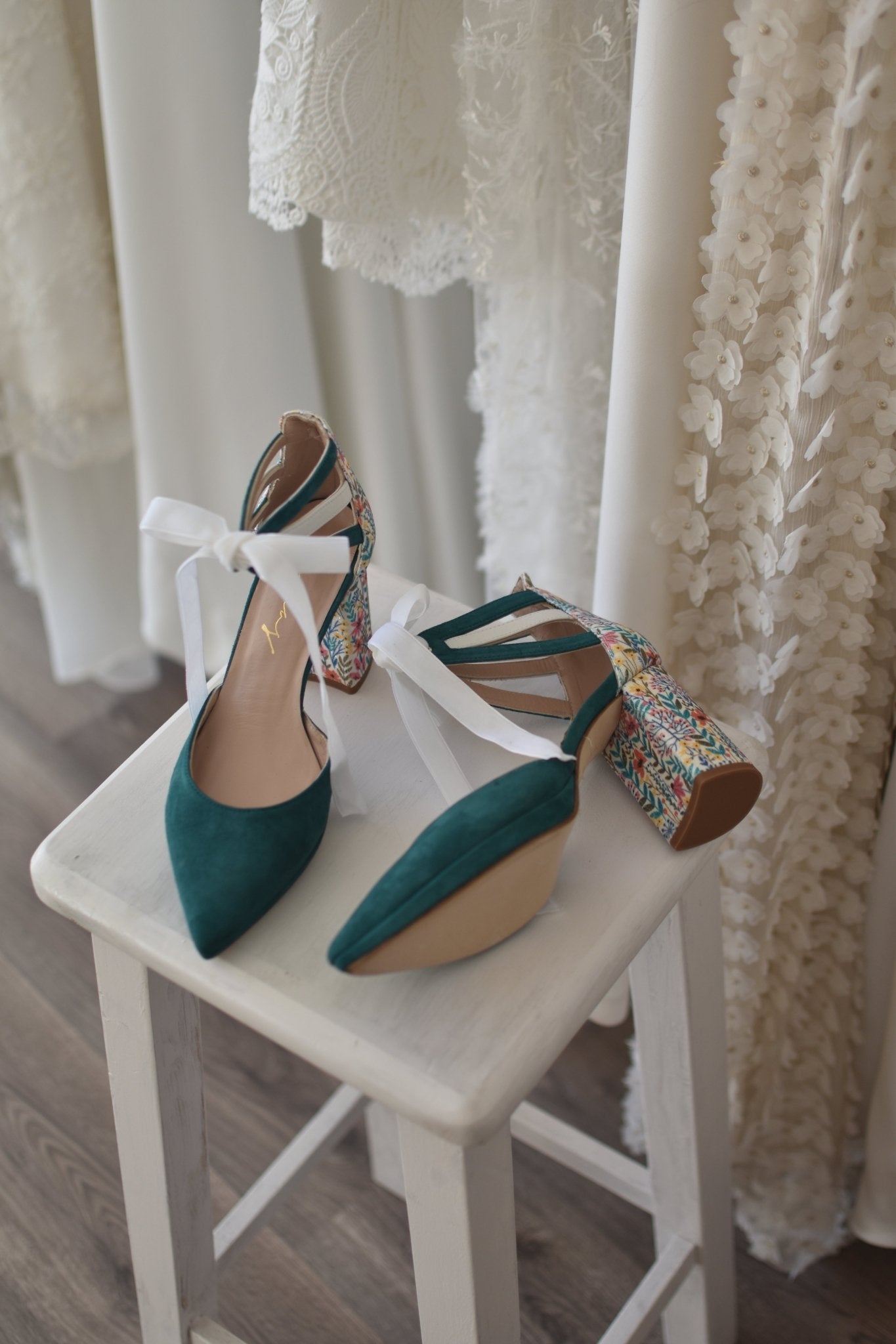 LOLA - AYLA verde botella Aquarelle 85 - zapatos_novia