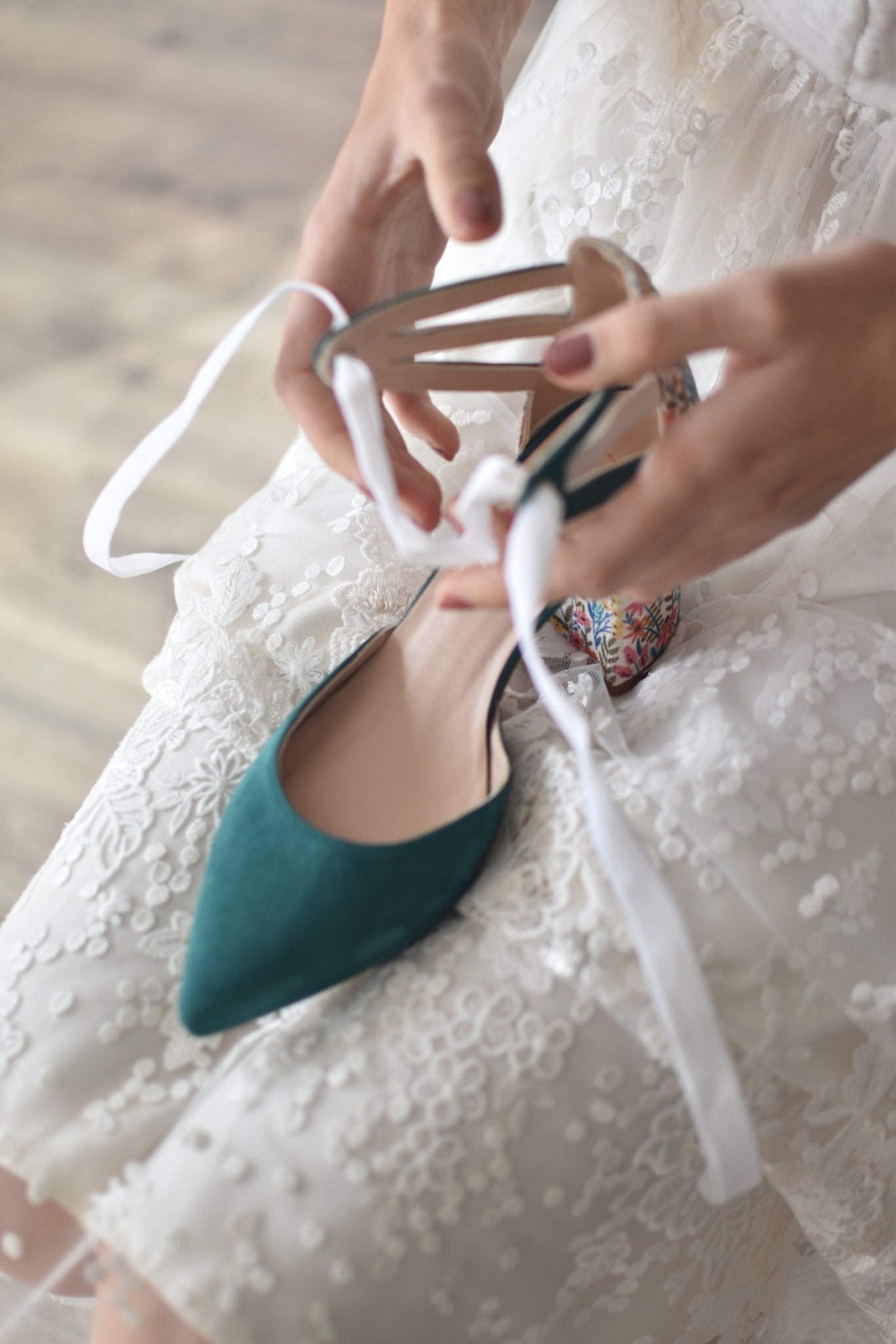 LOLA - AYLA verde botella Aquarelle 85 - zapatos_novia