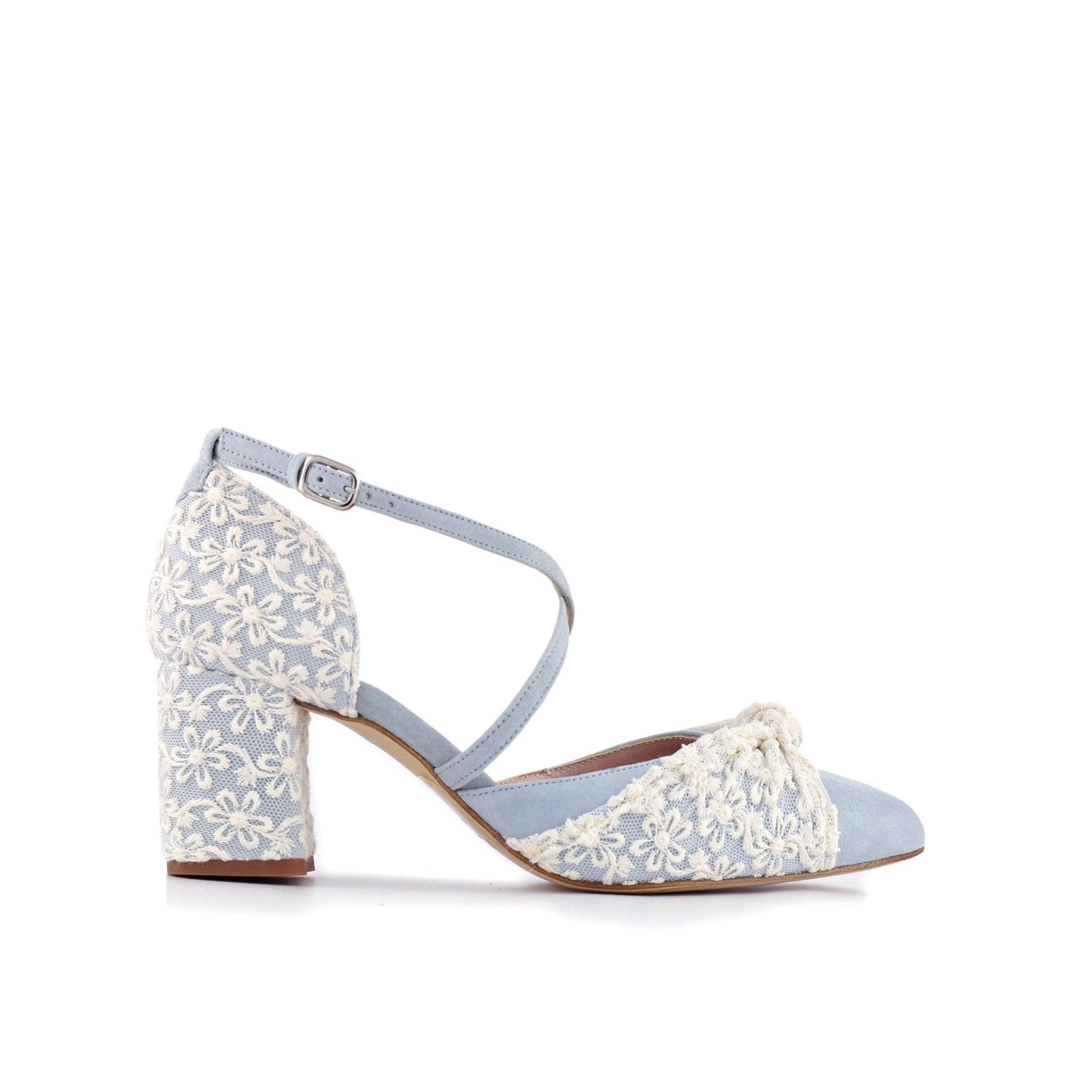 Lola Celeste Bordado Petit — Zapatos de novia Lomas Shoes
