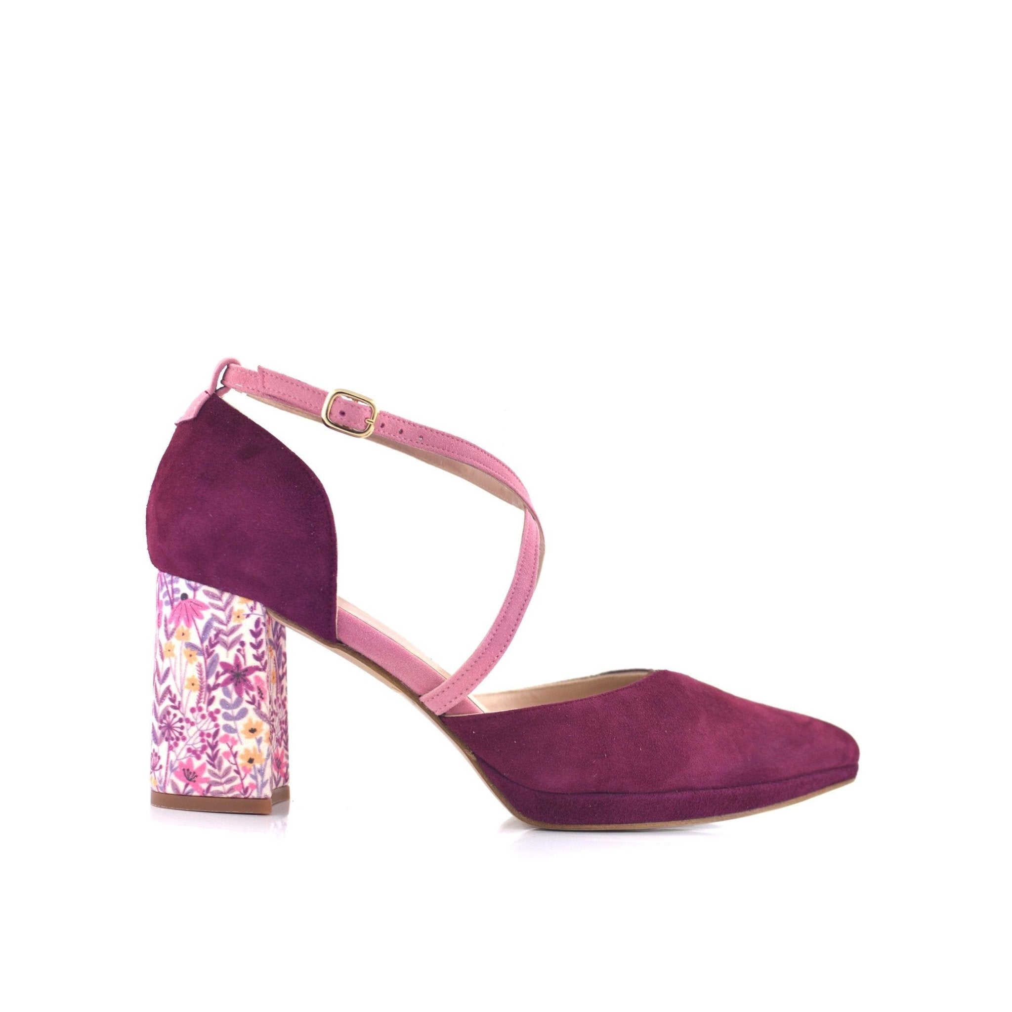 Lola Burdeos Aquarelle Midi — Zapatos de novia Lomas Shoes