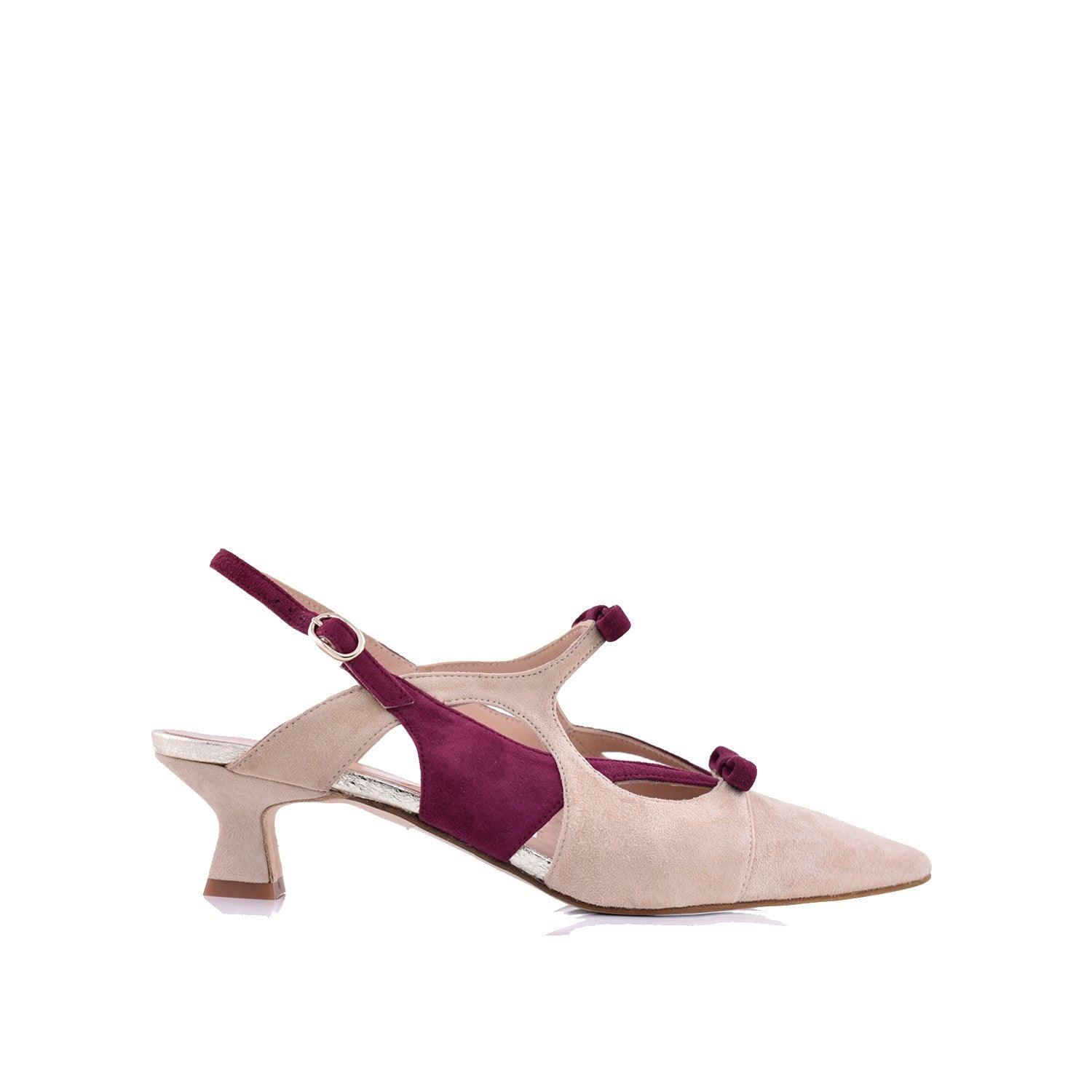 Lola Burdeos Emalina Natural Y Plano — Zapatos de novia Lomas Shoes