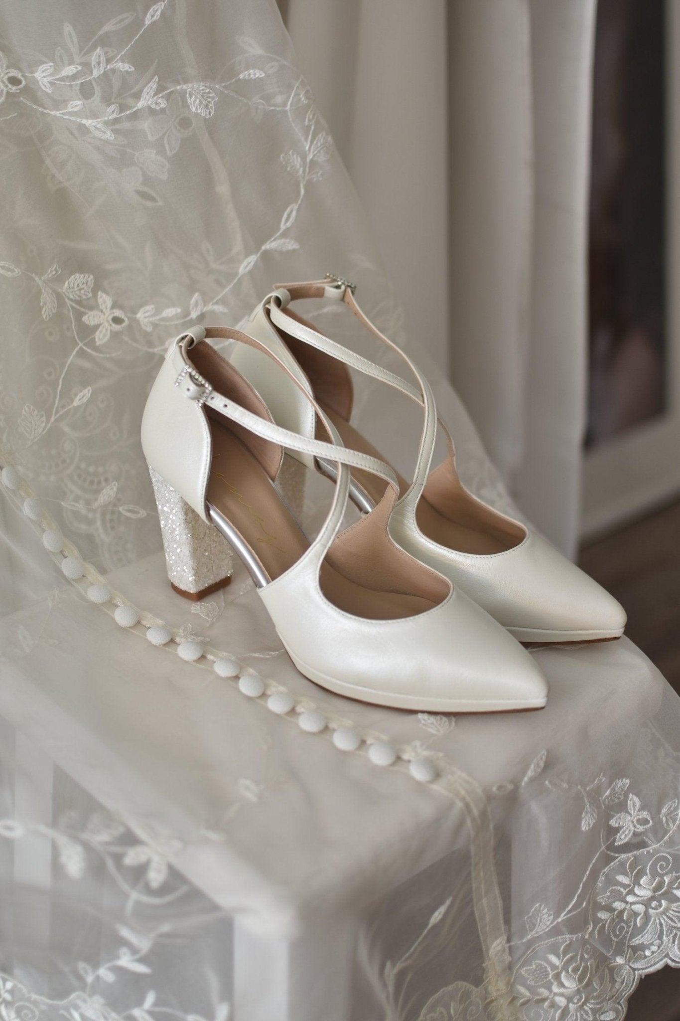 LOLA nacar glitter cristal midi - zapatos_novia
