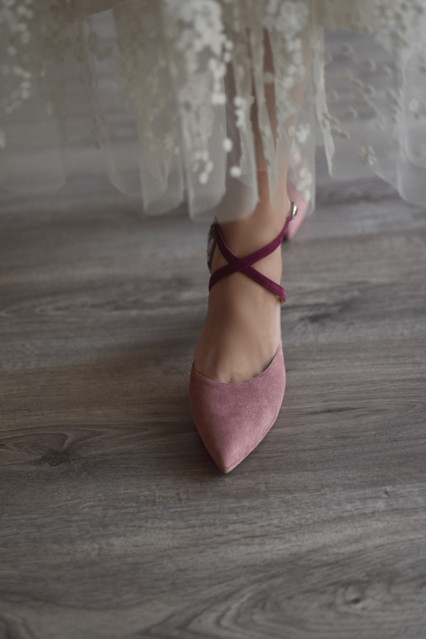 LOLA rosa antique tweed floral midi - zapatos_novia