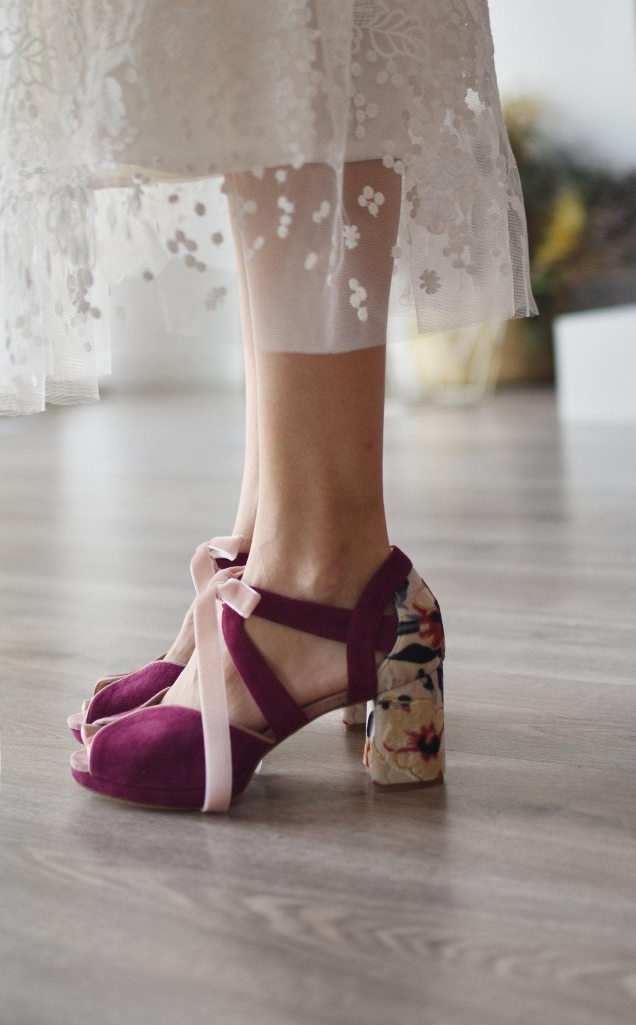 MEDIA LUNA burdeos rosado Mandana mini - zapatos_novia
