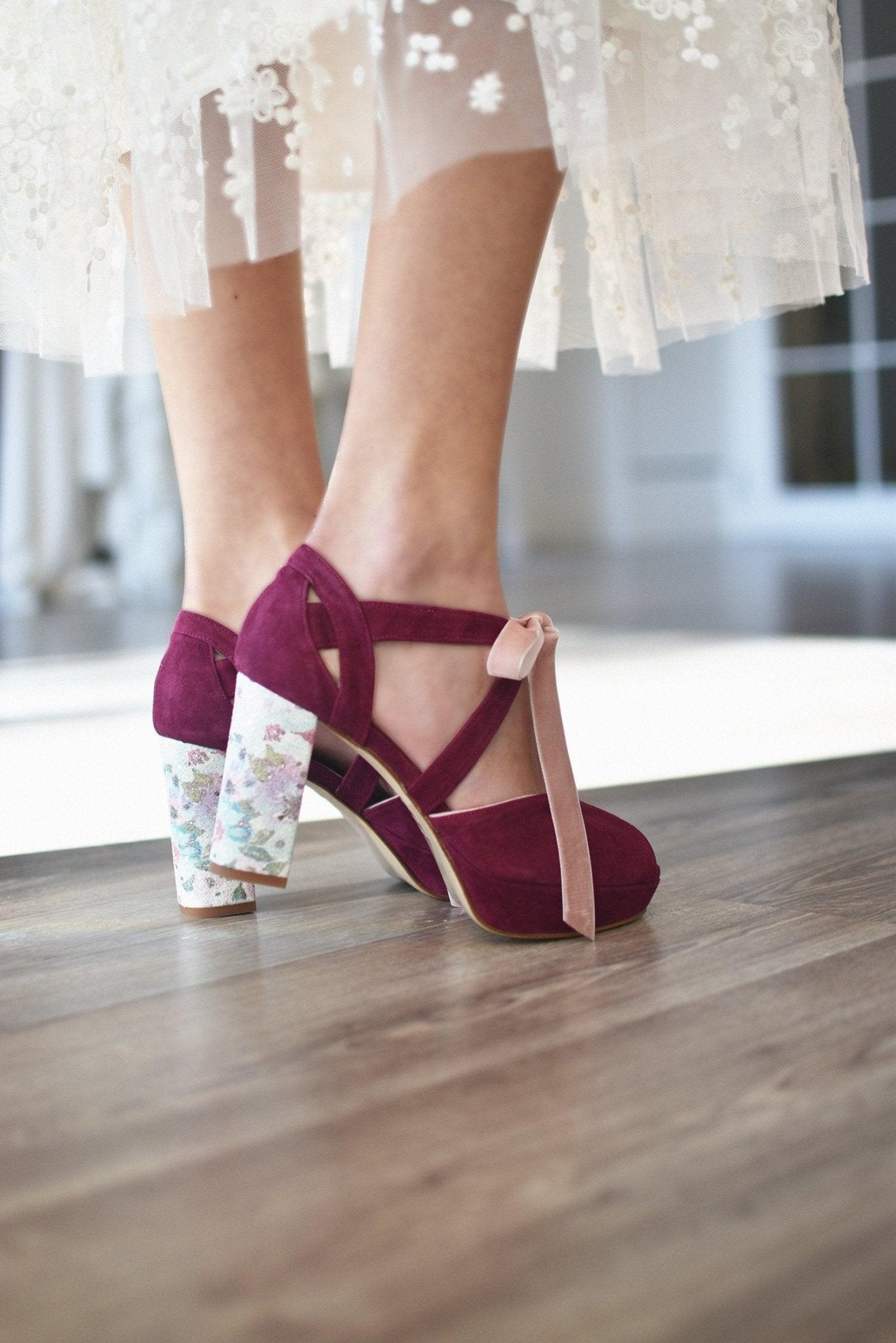 MEDIA LUNA Burdeos tacón Blossom 95 - zapatos_novia