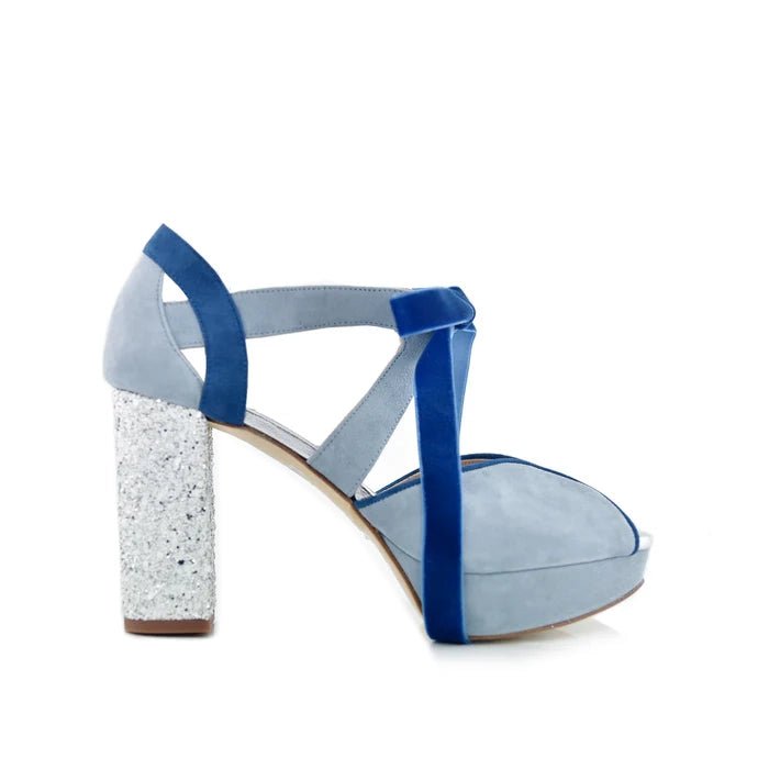 Medialuna Celeste Glitter Alto — Zapatos de novia Lomas Shoes