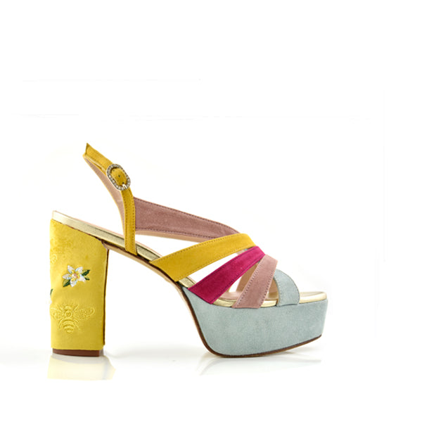 Miley blue paradise feathers heel 10.5cm