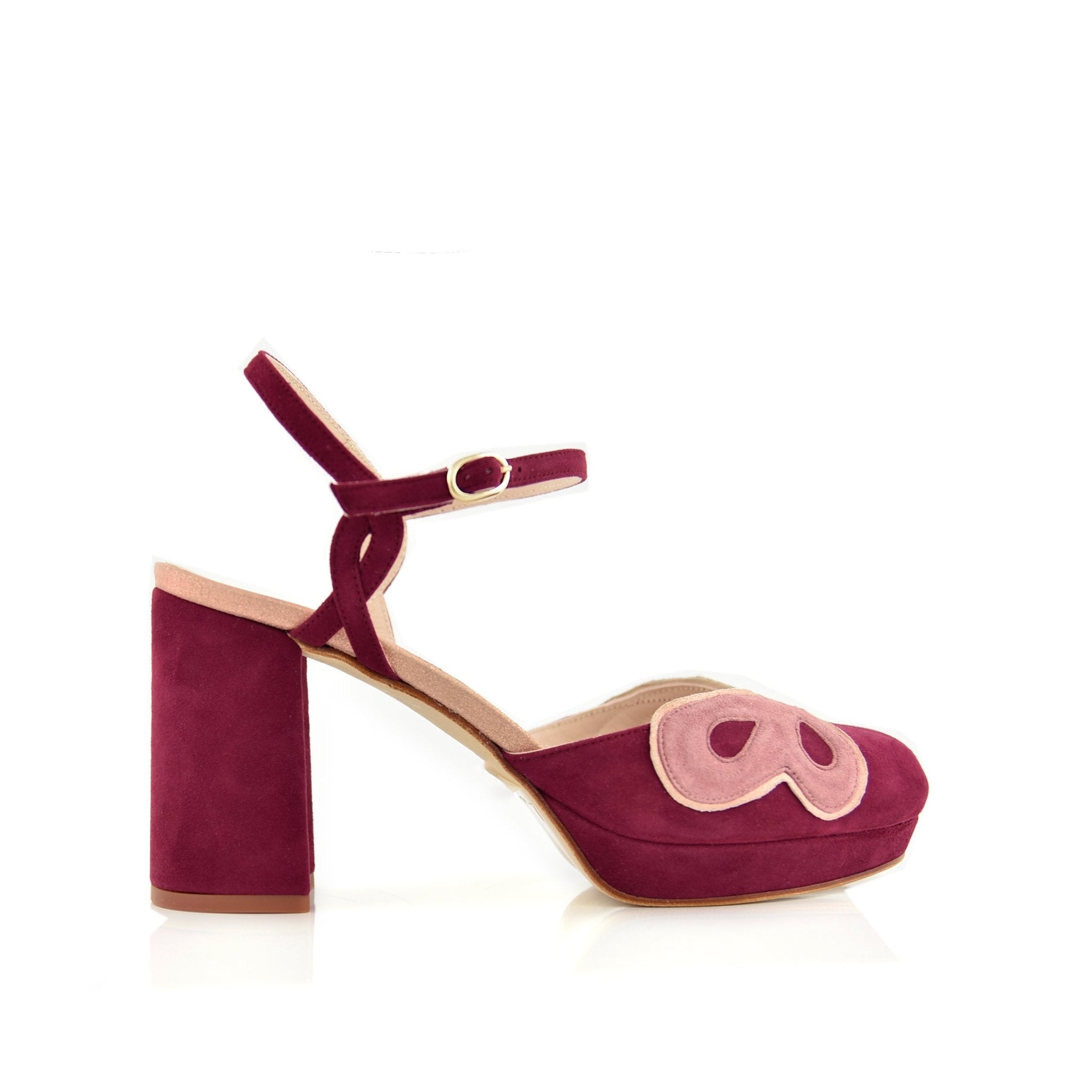 Rosalía Burdeos Paon Mariposa Midi — Zapatos de novia Lomas Shoes