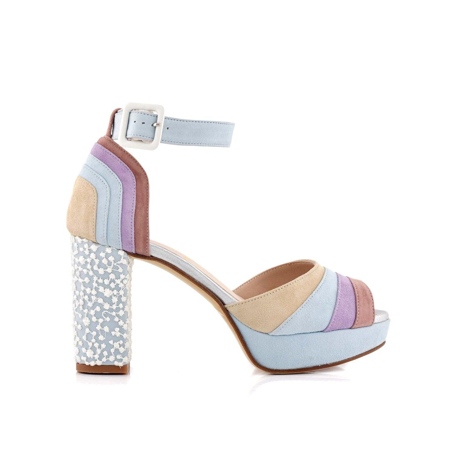 Rainbow Celeste Bubble Alto — Zapatos de novia Lomas Shoes