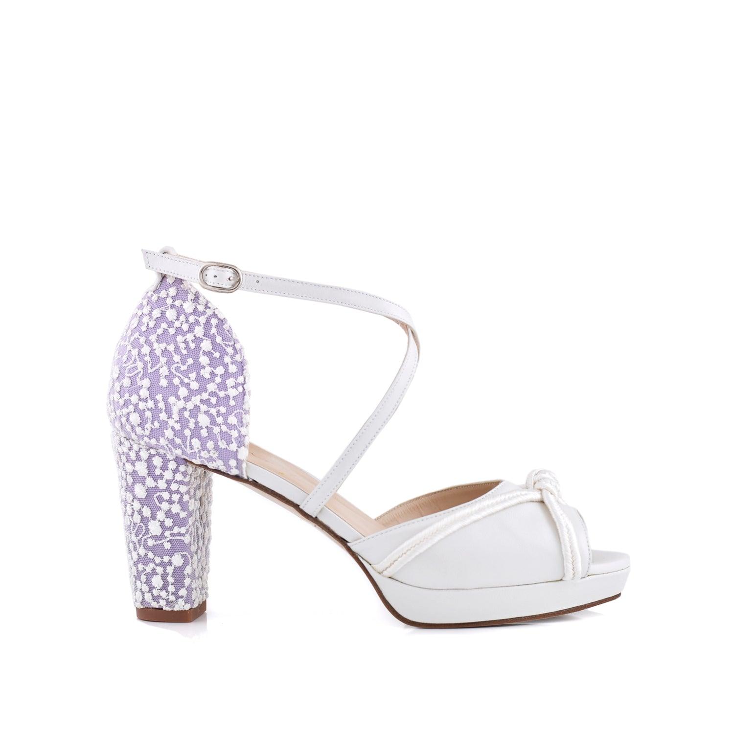 Rosalía Blanco Bubble Sobre Petit — Zapatos de novia Lomas Shoes