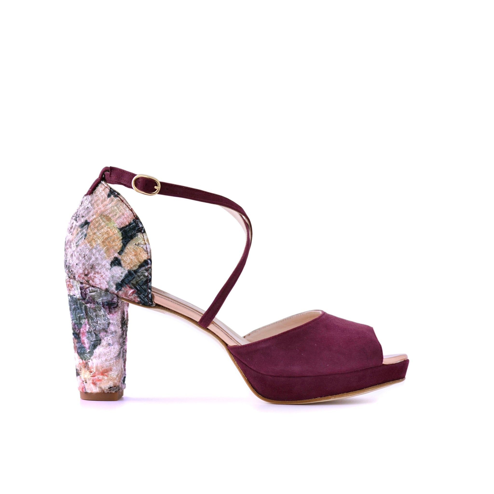 Rosalía Burdeos Forrado Midi — Zapatos de novia Lomas Shoes