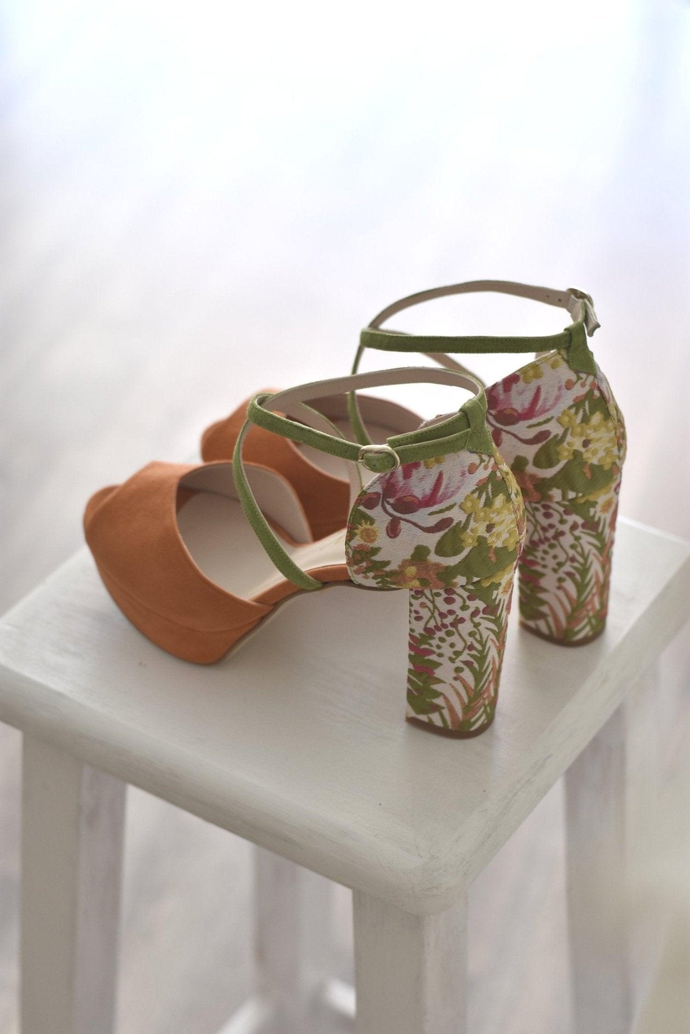 Rosalía abierto Mandarina y verde tropical Mandarín 95 - zapatos_novia