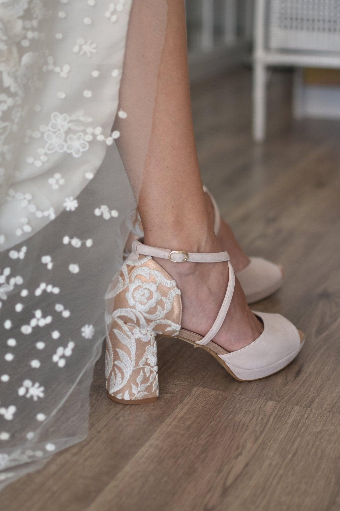 ROSALÍA abierto rosa soft bordado Mary tacón 85 - zapatos_novia