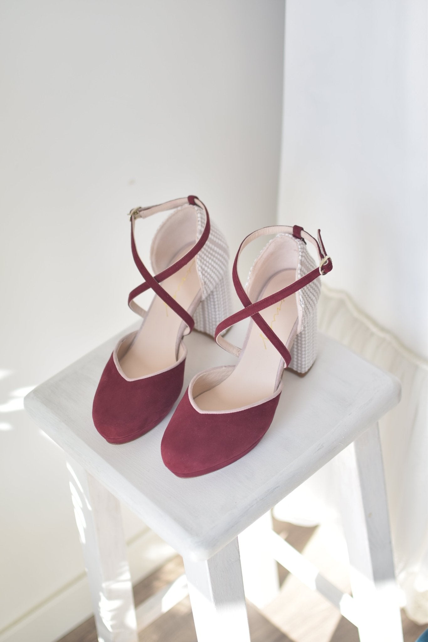 ROSALIA cerrado burdeos bordado Lyric 85 - zapatos_novia