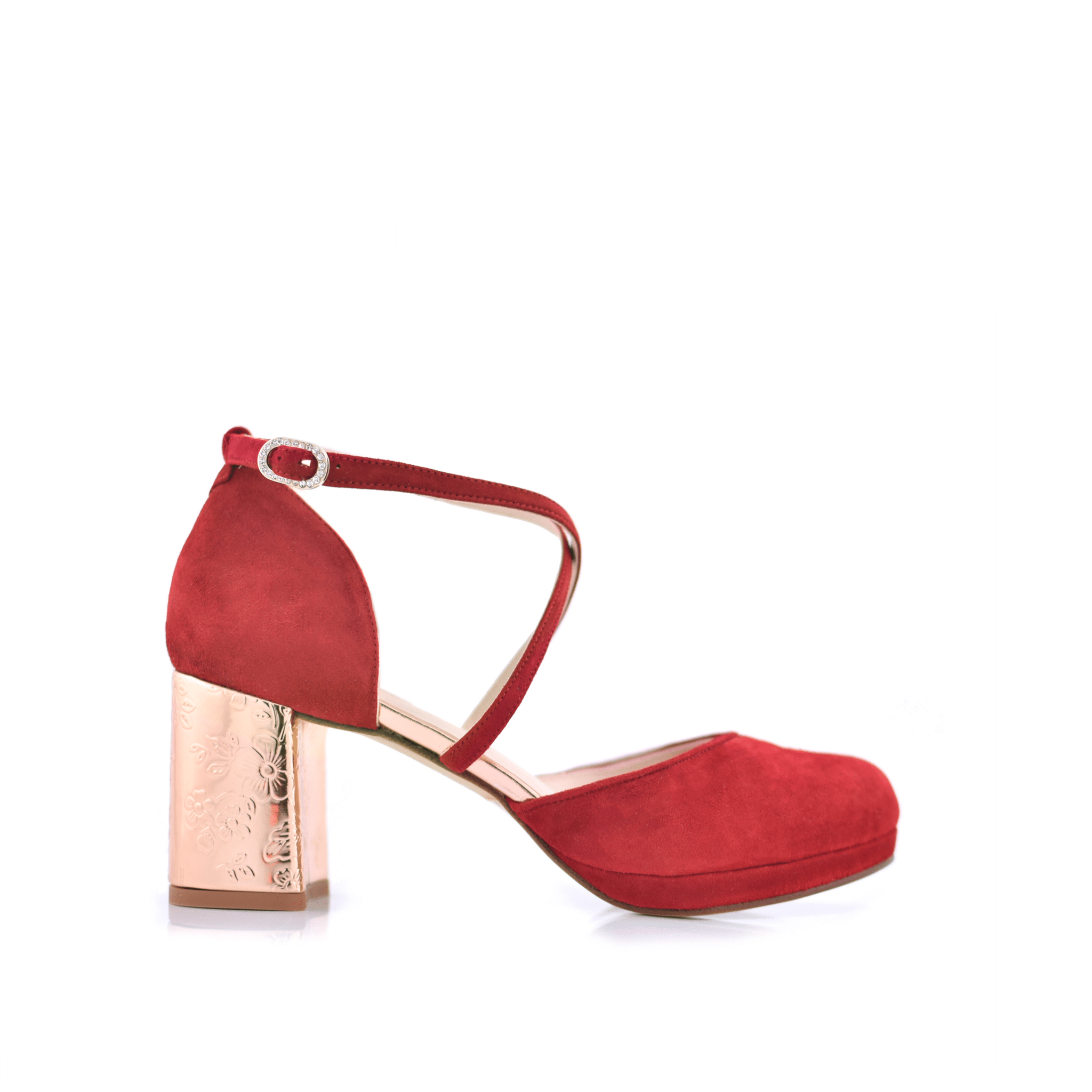 Rosalía Burdeos Tacón Espejo Petit — Zapatos de novia Lomas Shoes