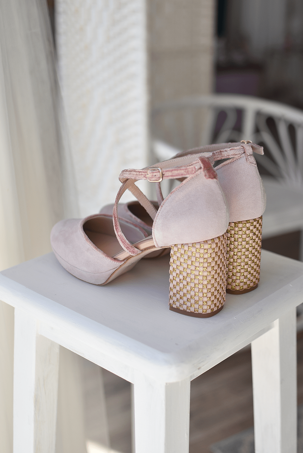 ROSALÍA cerrado pink tacón ajedrez 85 - zapatos_novia