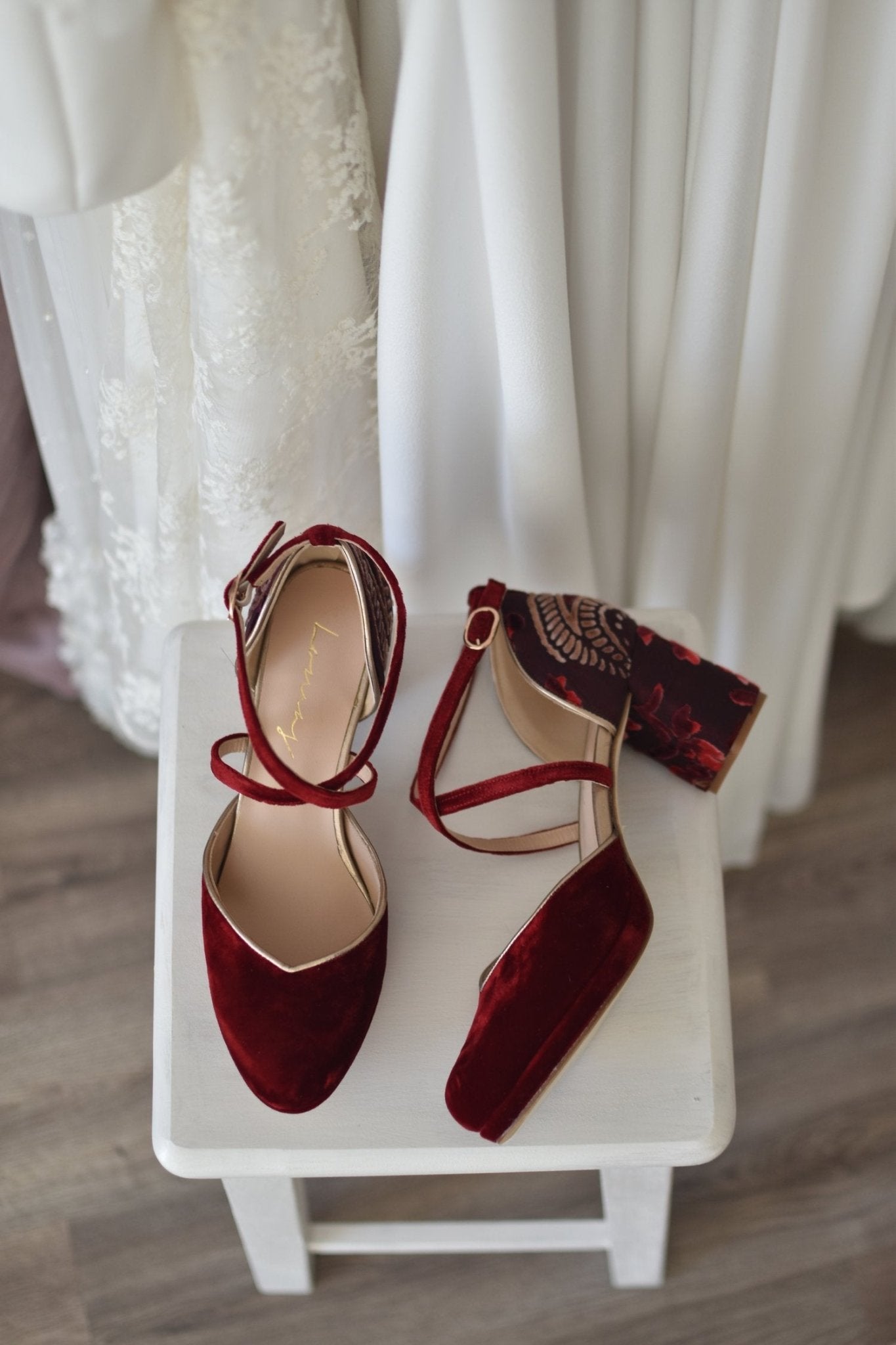 Rosalía cerrado velvet bugurdi Adamascado Cachemir midi - zapatos_novia