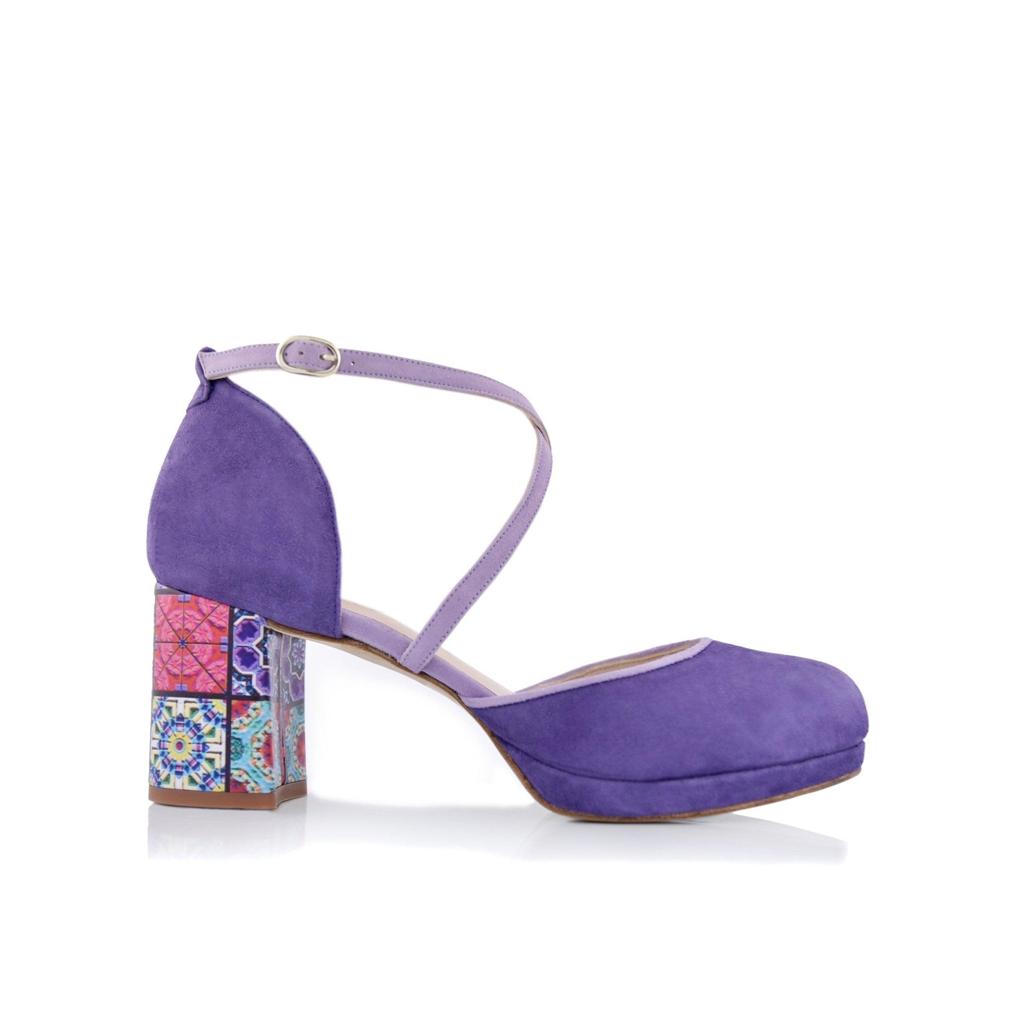 Rosalía Violeta Rosalia Mosaico Lisboa Alto — Zapatos de novia Lomas Shoes