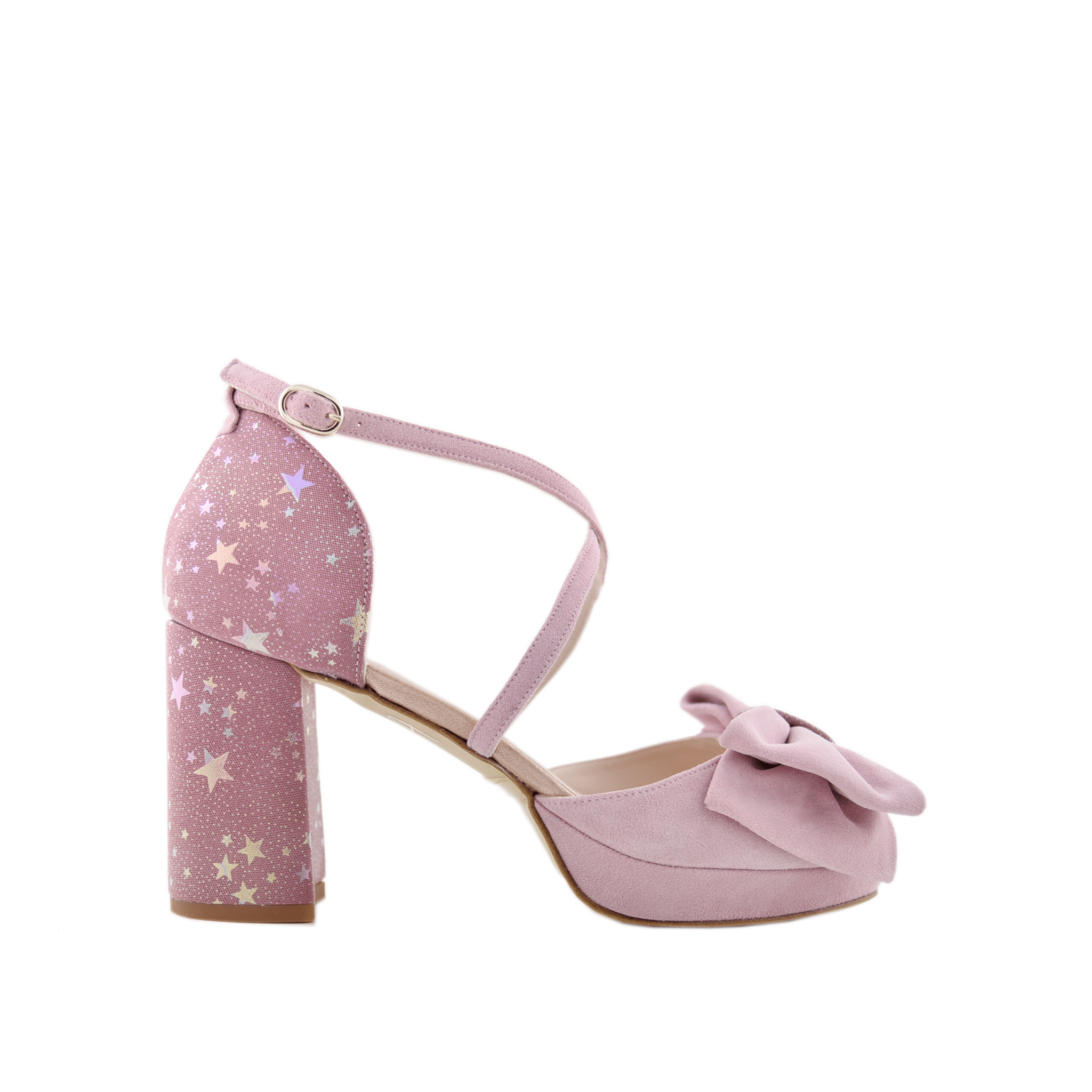 Rosalía Rosa Estrellas Tornasoladas Midi — Zapatos de novia Lomas Shoes