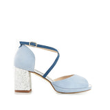 Rosalía light blue and navy blue heel 9.5cm