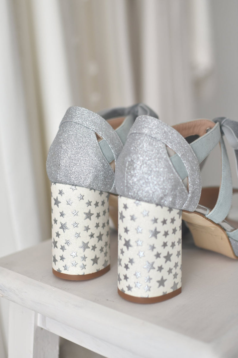 Hera open pearl grey Constellation in glitter heel 10cm