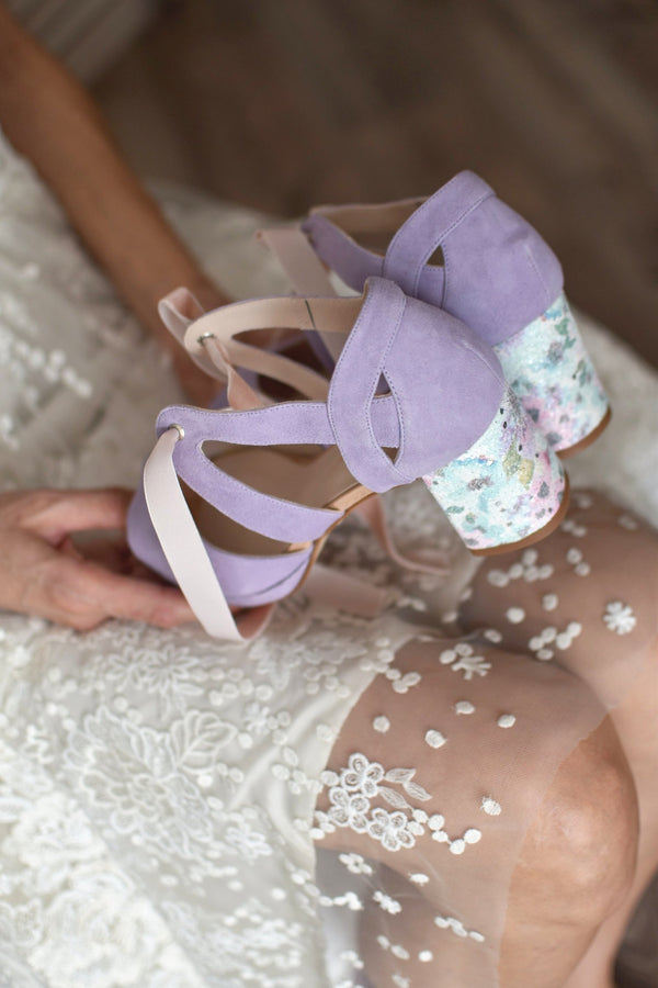 Hera open lavender Blossom heel 7cm