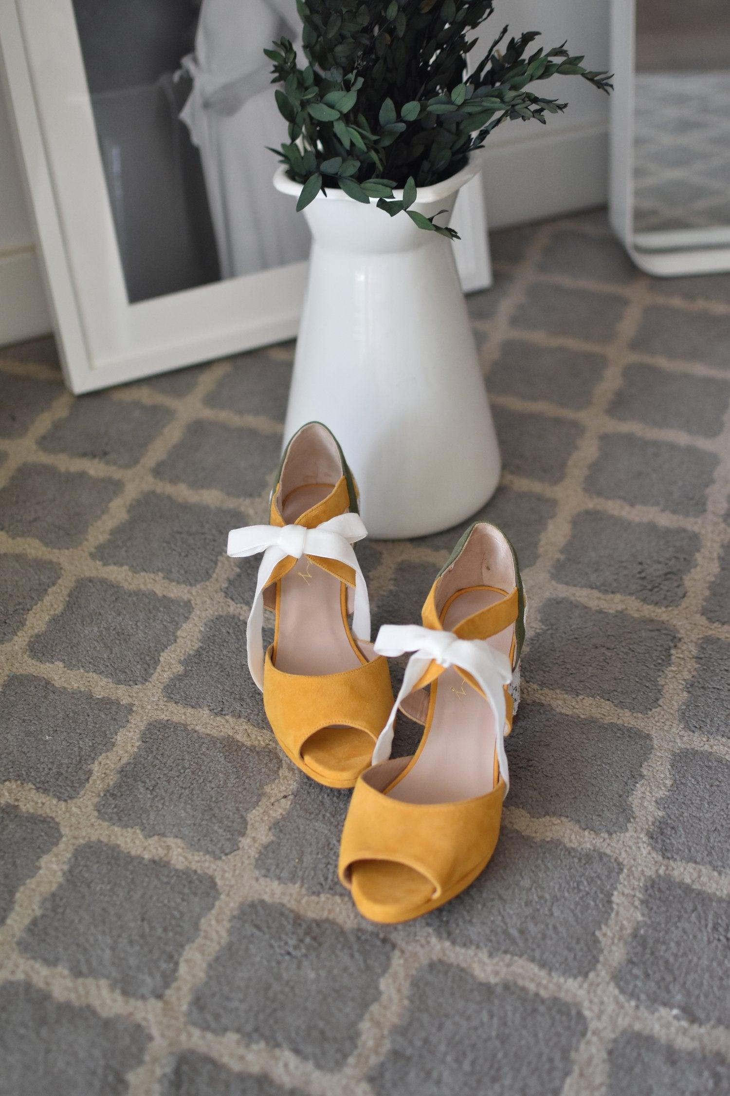 HERA abierto mango mostaza & kaki glitter Tivoli petit